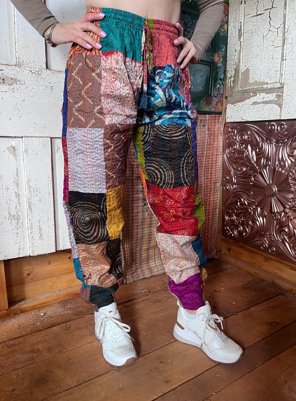 Kantha patchwork trousers