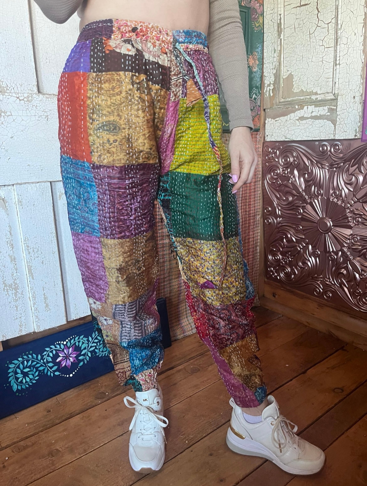 Kantha patchwork trousers
