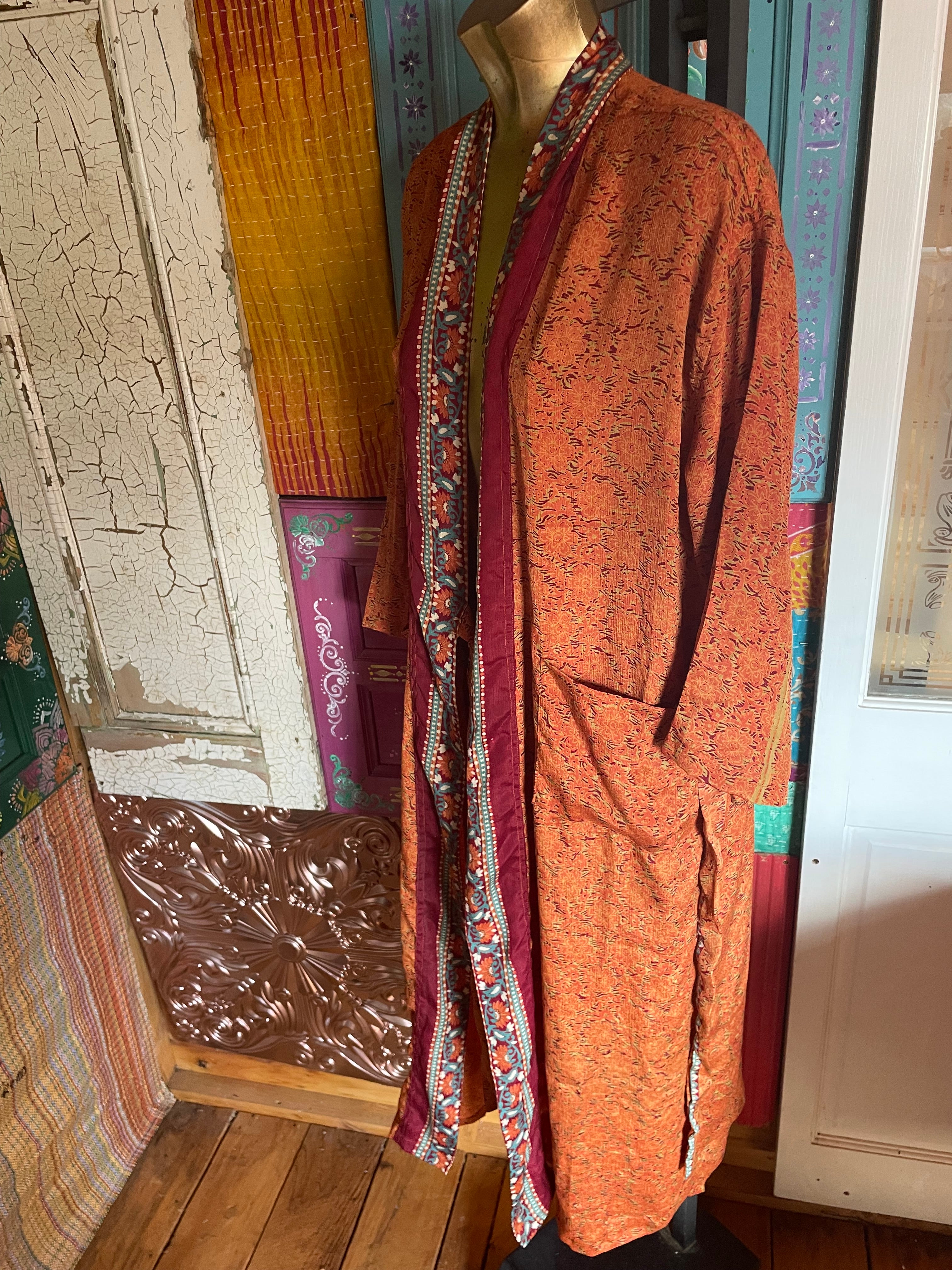 Silk Kimono - Free Size - Belt Attached