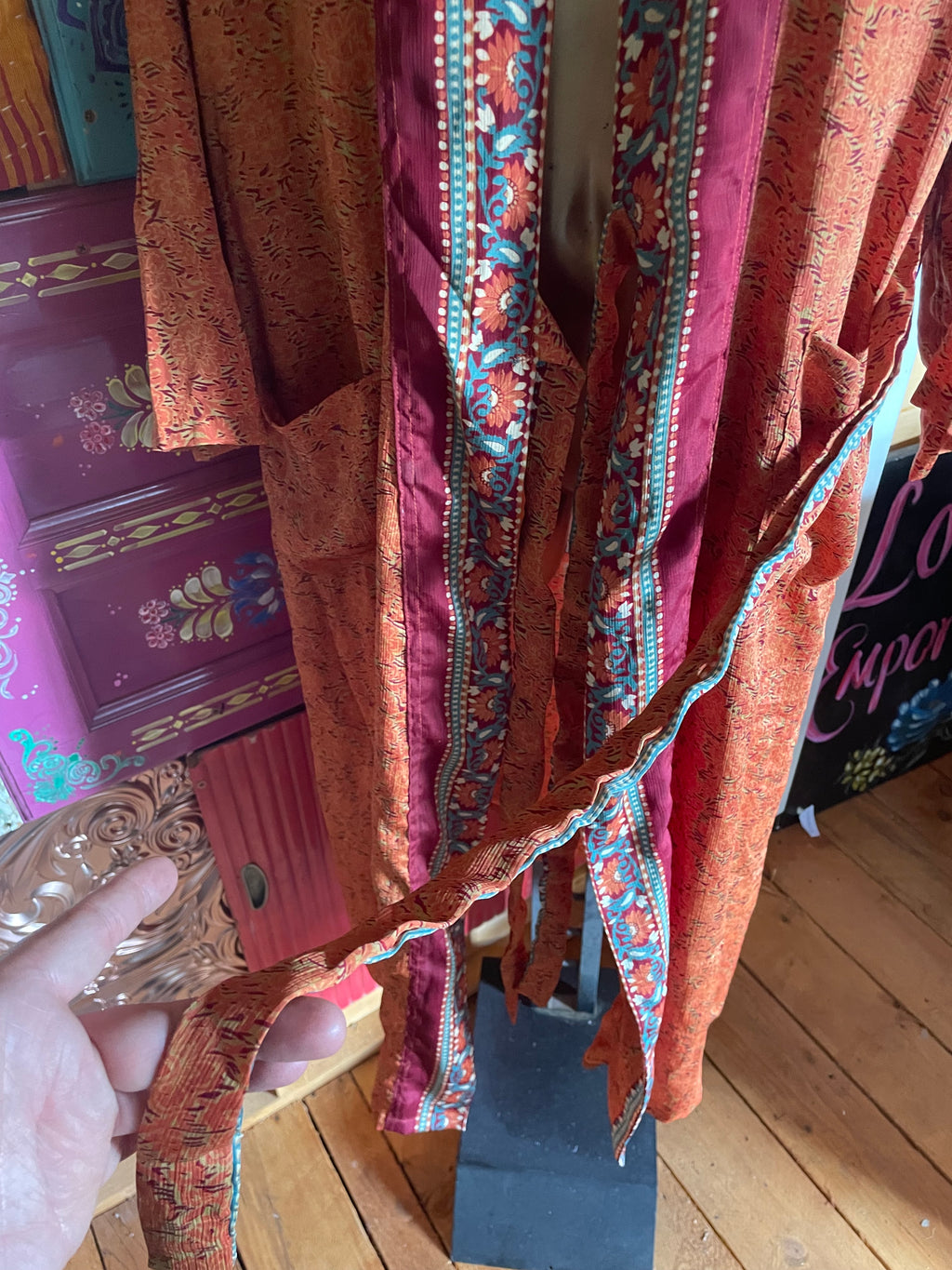 Silk Kimono - Free Size - Belt Attached