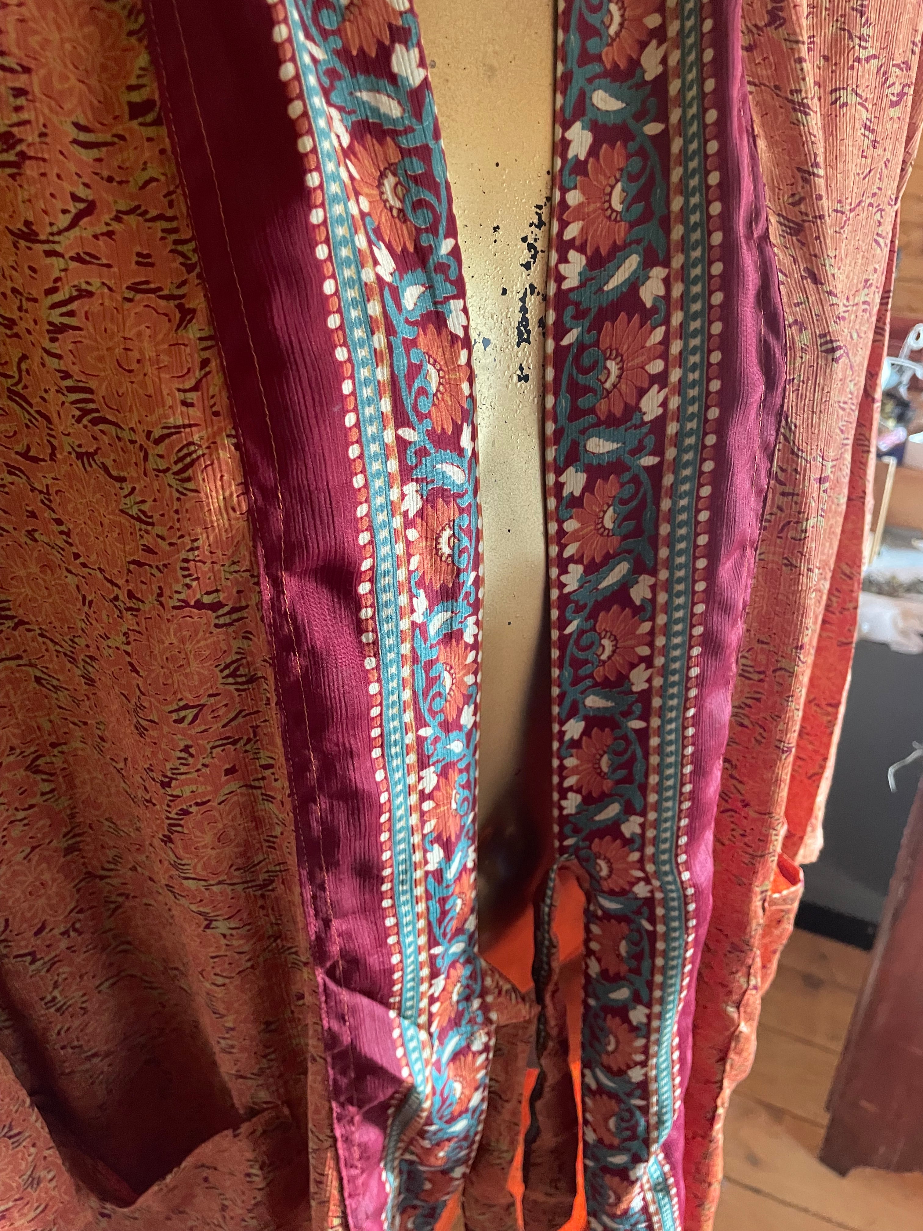 Silk Kimono - Free Size - Belt Attached