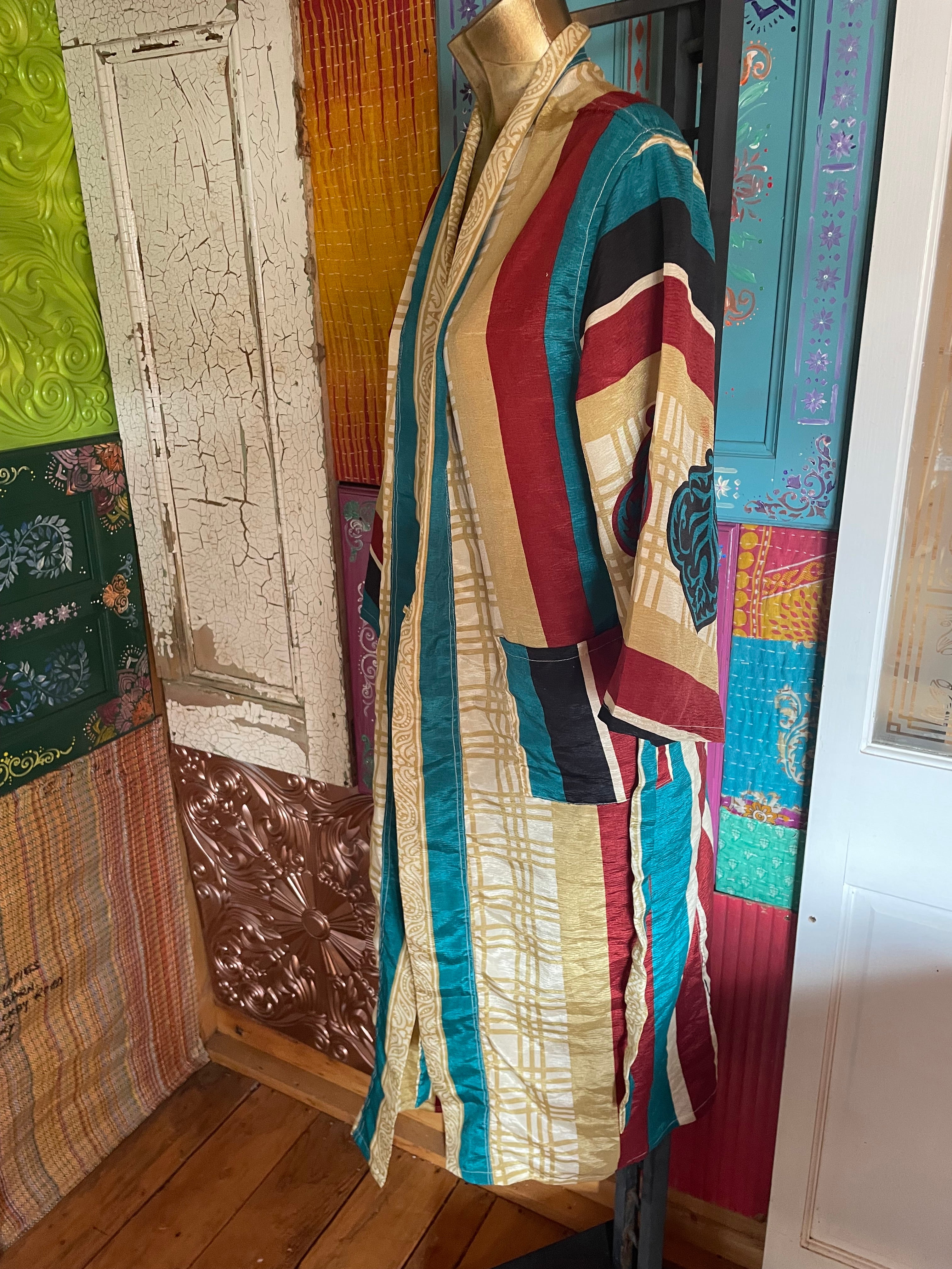 Silk Kimono - Free Size - Belt Attached