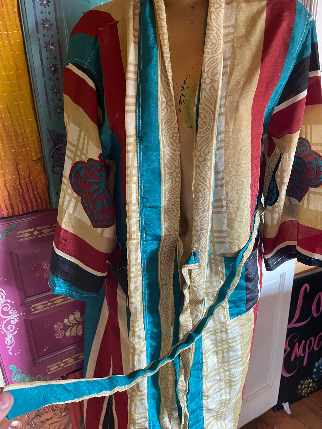 Silk Kimono - Free Size - Belt Attached