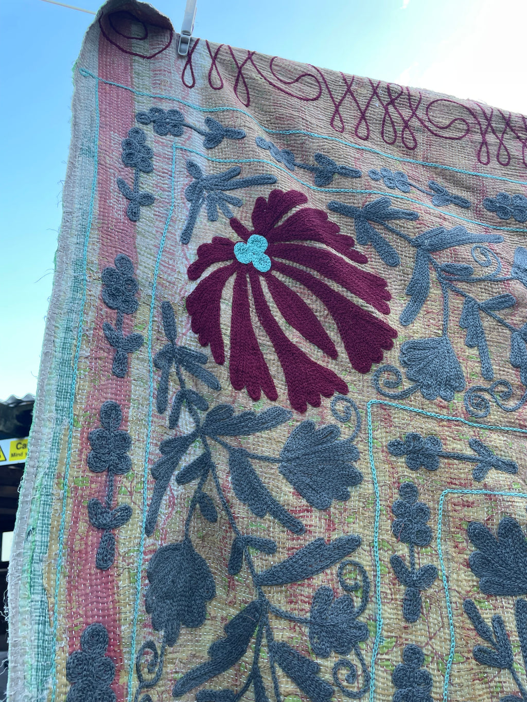 Vintage Suzani Embroidered Blanket