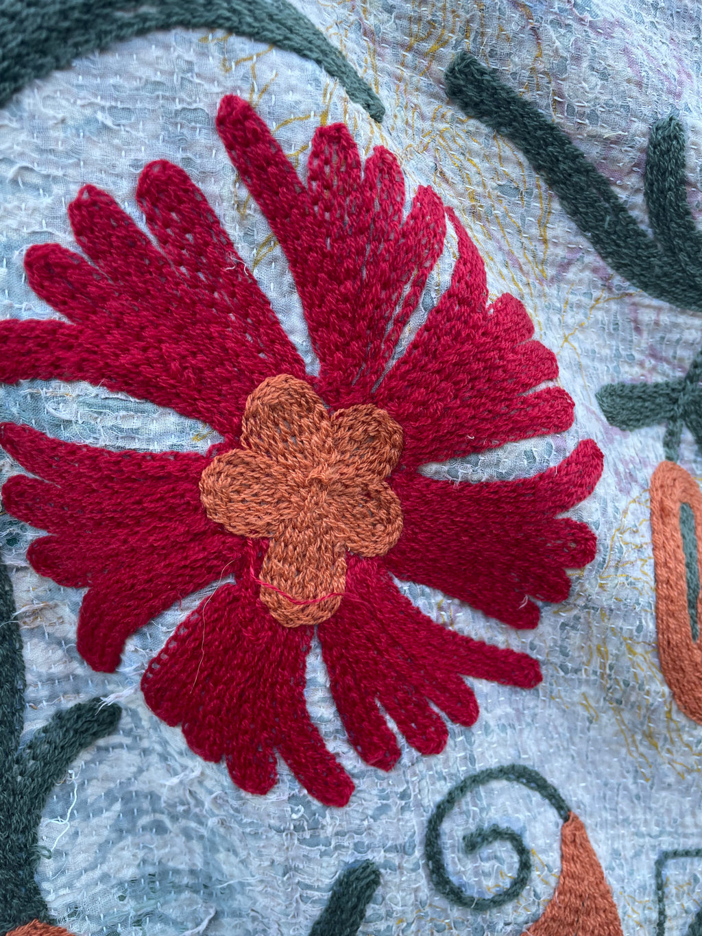 Vintage Suzani Embroidered Blanket