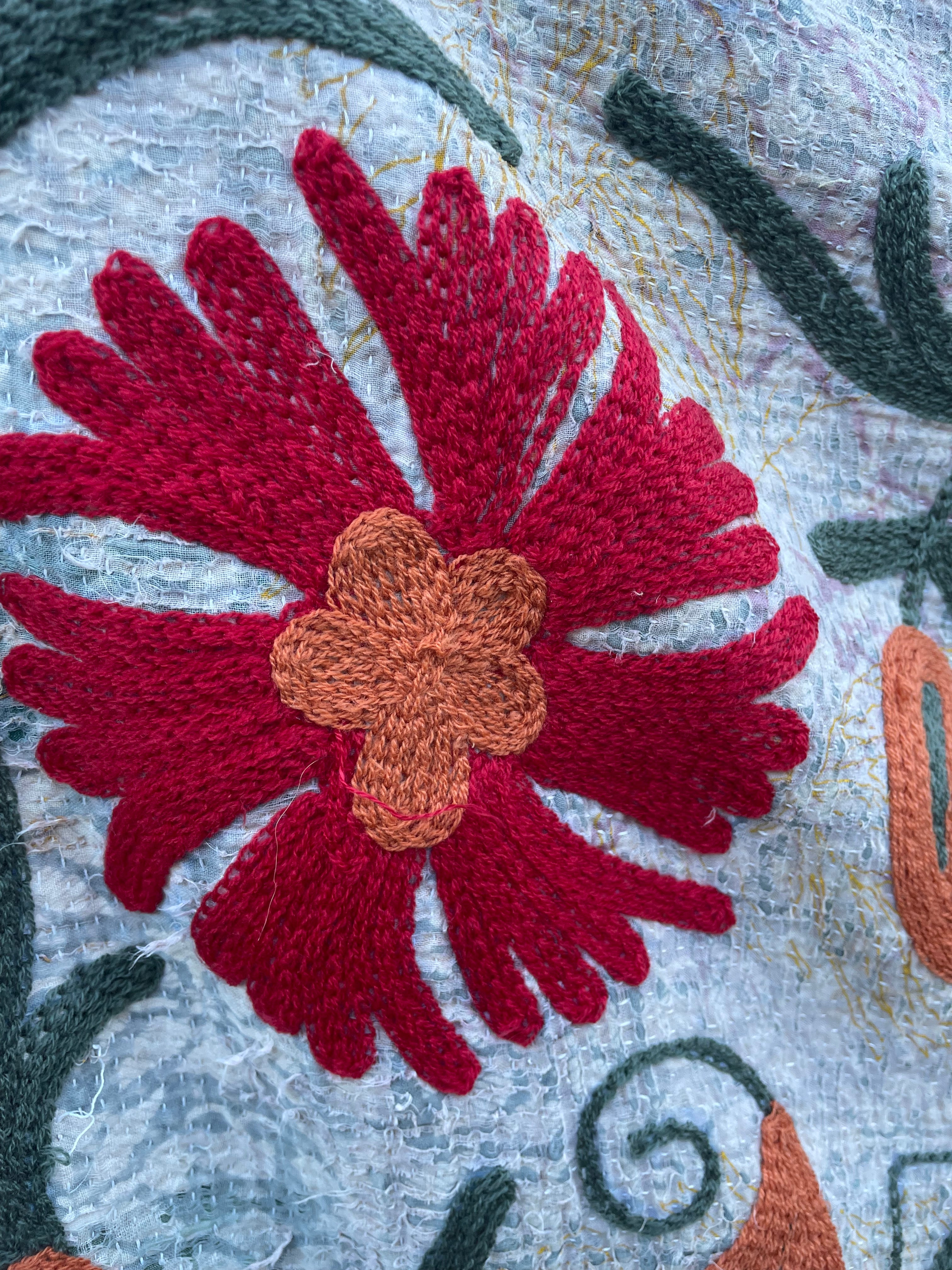 Vintage Suzani Embroidered Blanket