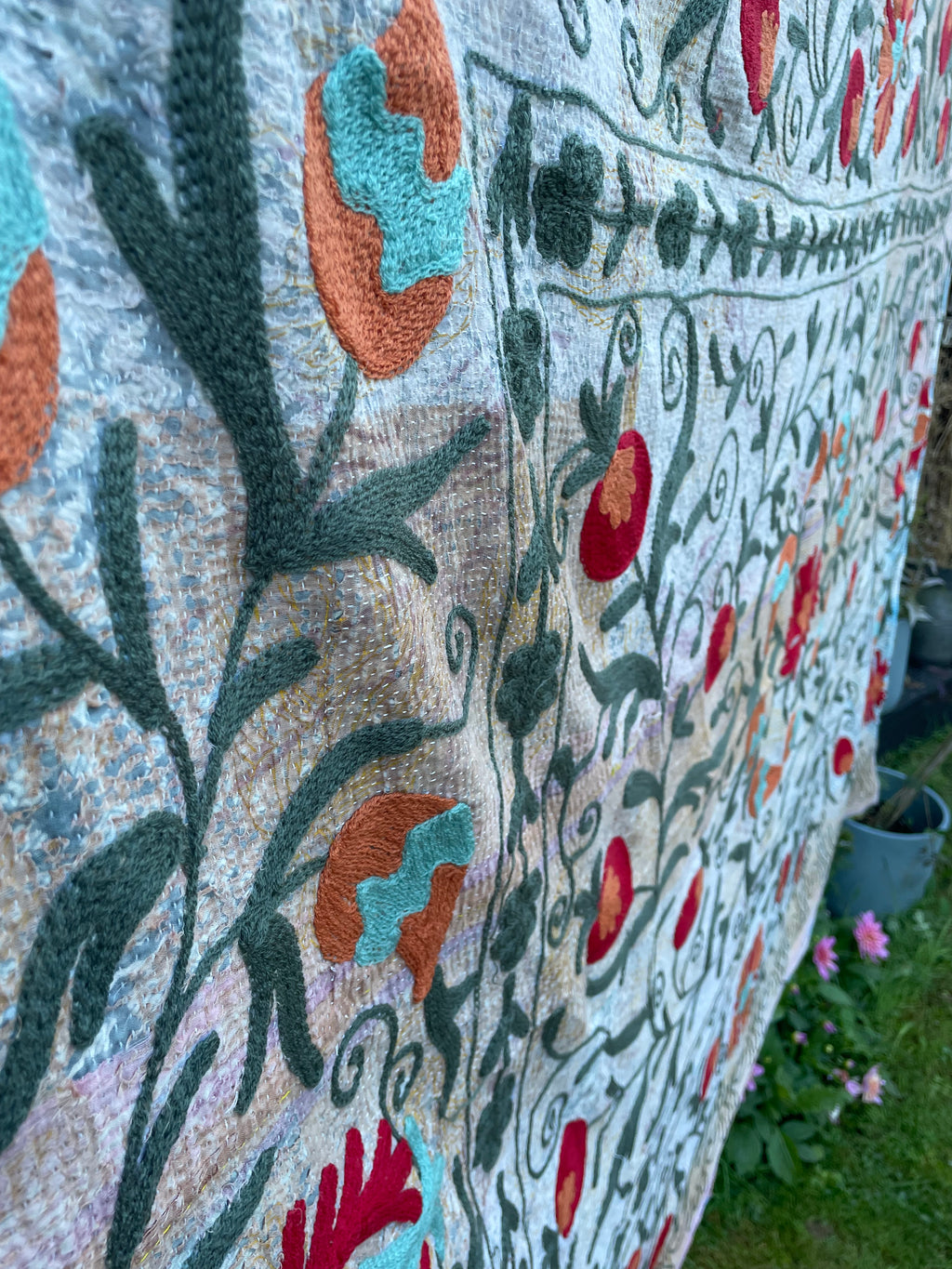 Vintage Suzani Embroidered Blanket