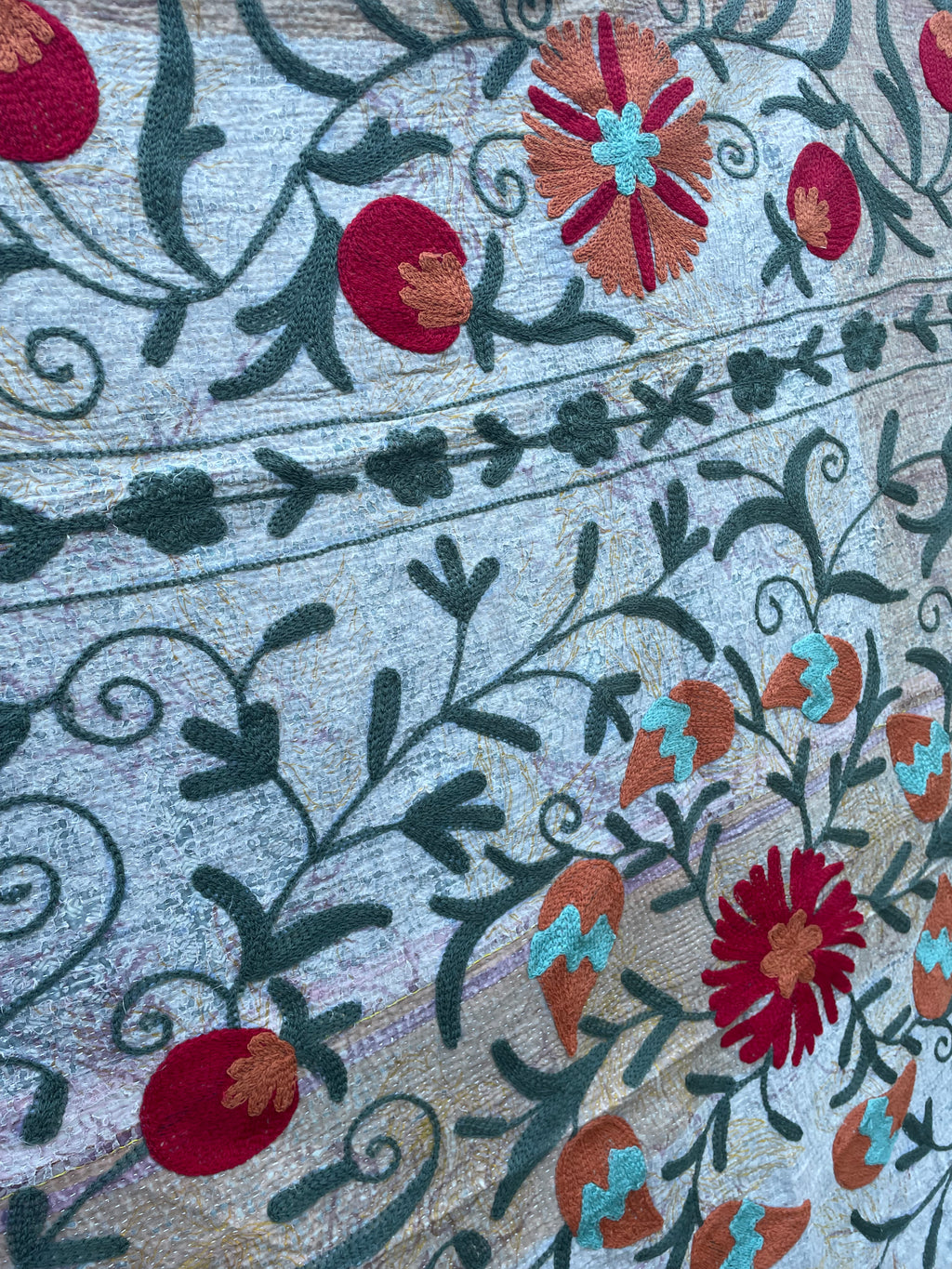 Vintage Suzani Embroidered Blanket