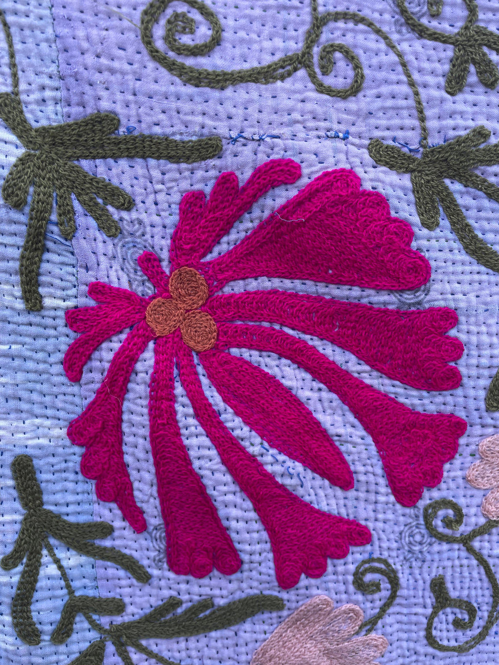 Vintage Suzani Embroidered Blanket