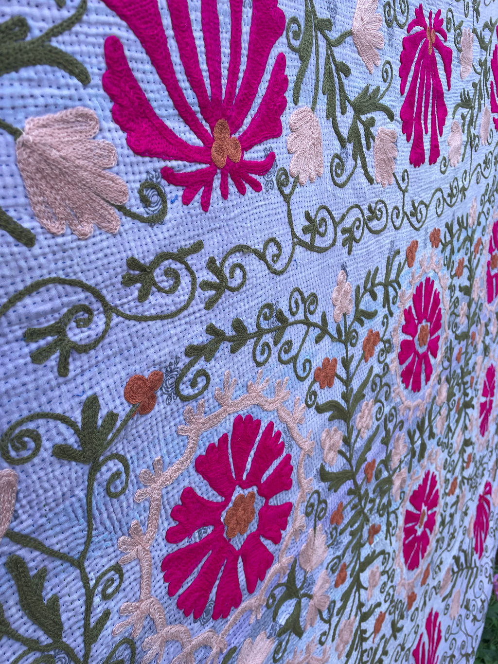 Vintage Suzani Embroidered Blanket