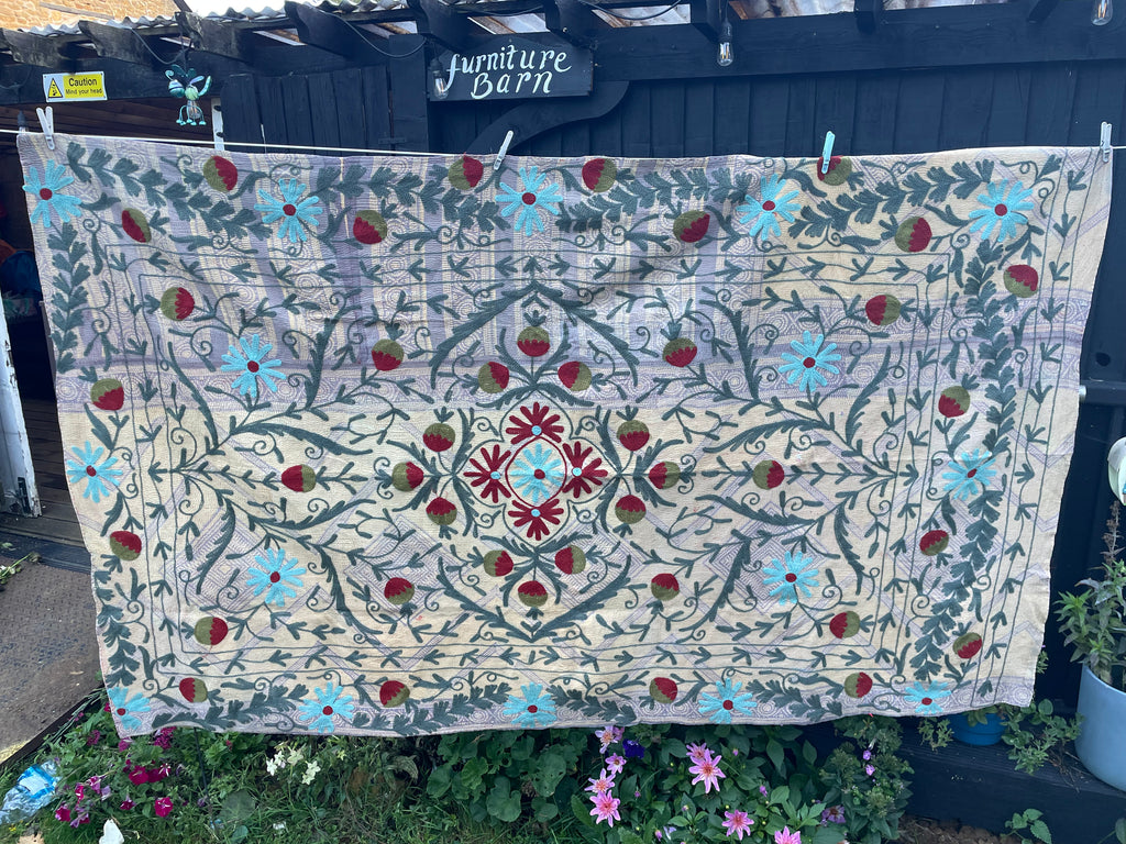 Vintage Suzani Embroidered Blanket