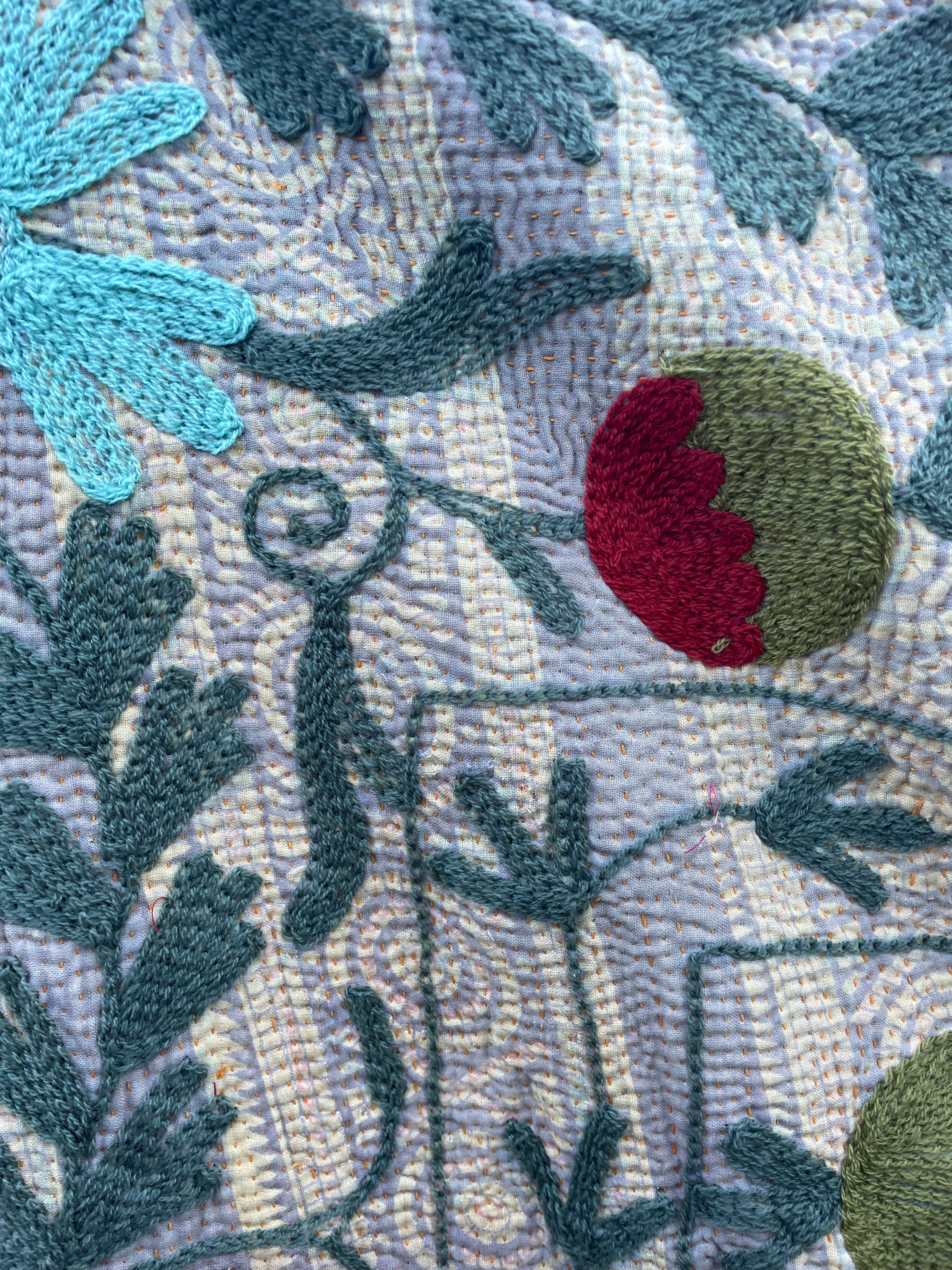 Vintage Suzani Embroidered Blanket