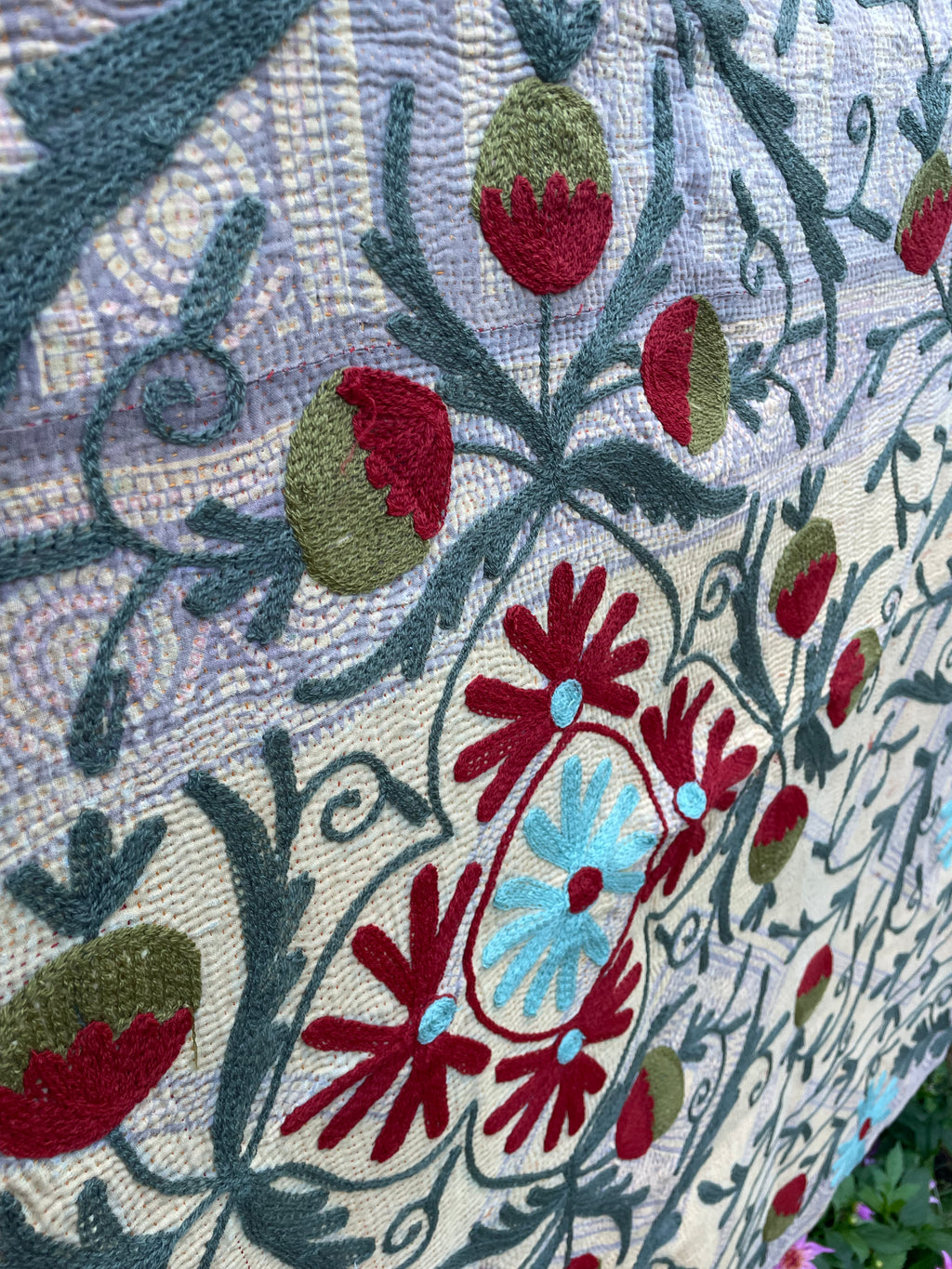 Vintage Suzani Embroidered Blanket