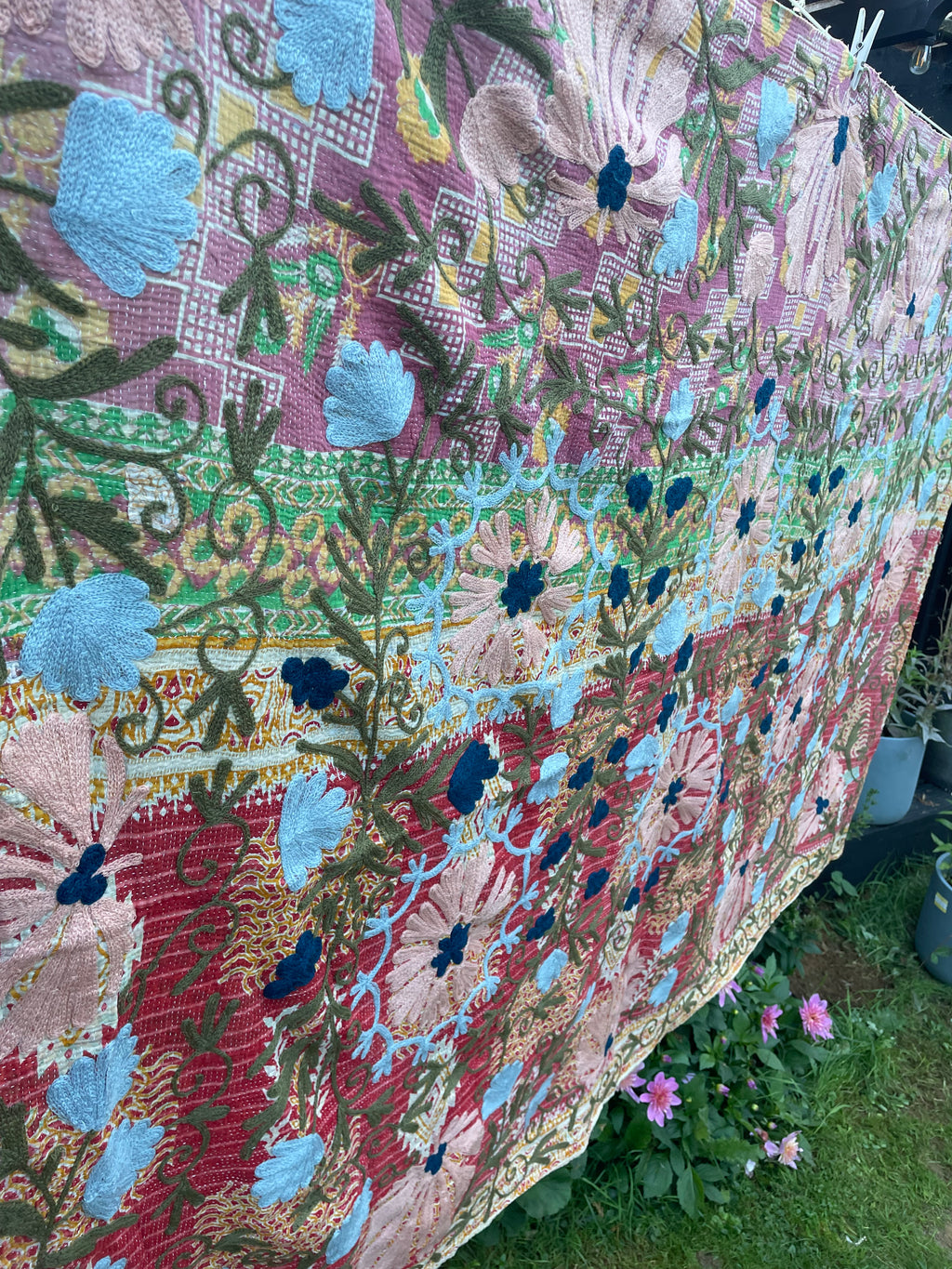 Vintage Suzani Embroidered Blanket