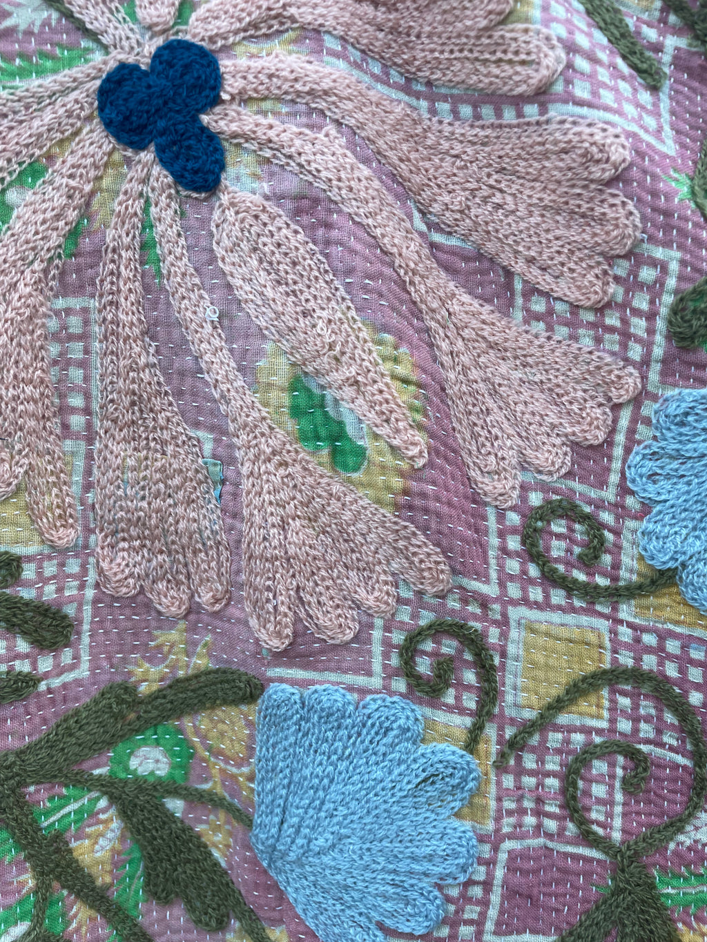 Vintage Suzani Embroidered Blanket