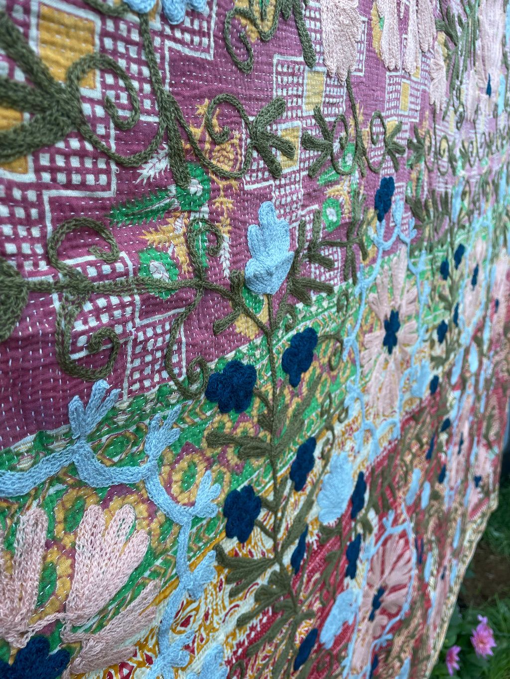 Vintage Suzani Embroidered Blanket