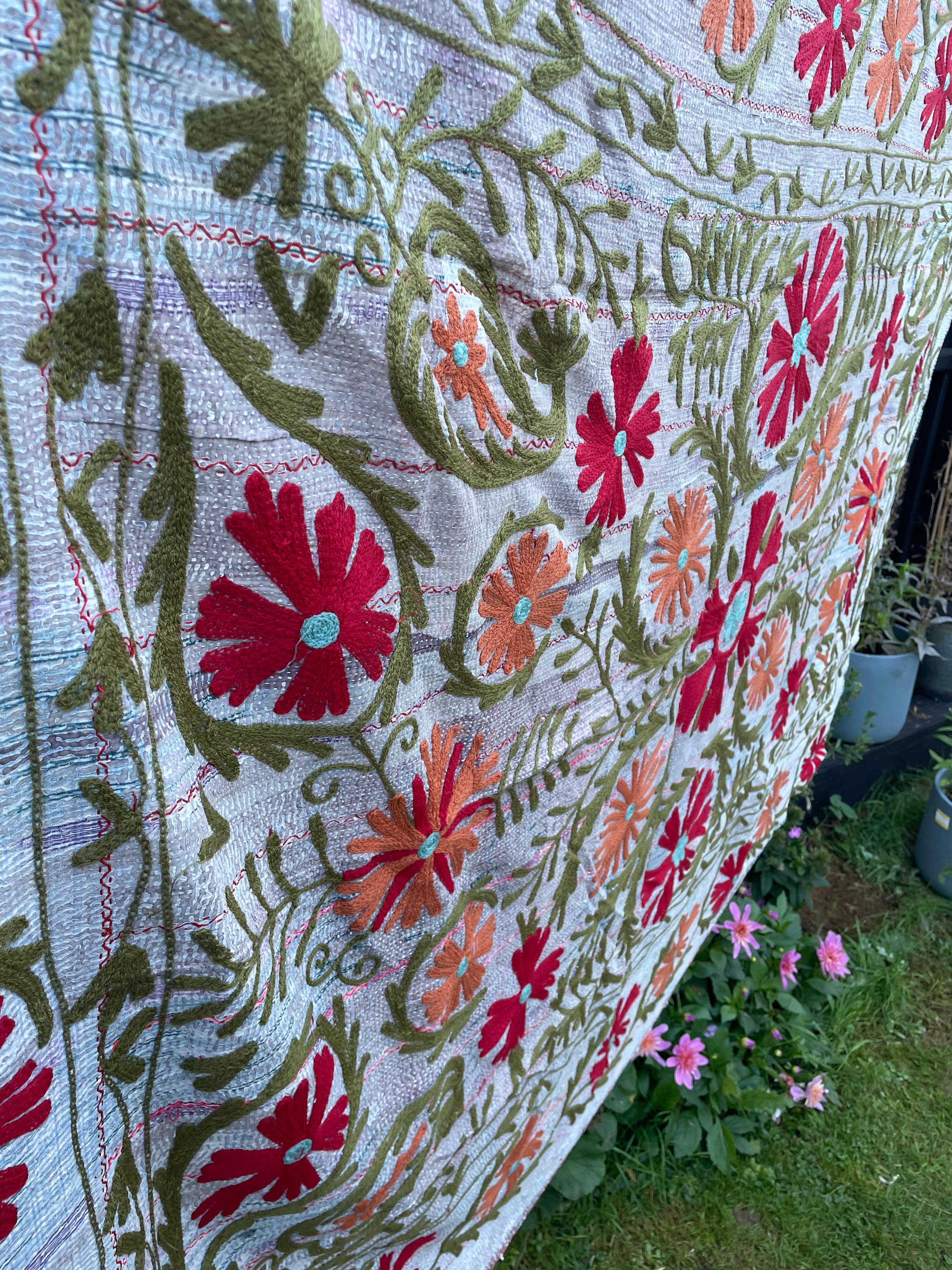 Vintage Suzani Embroidered Blanket