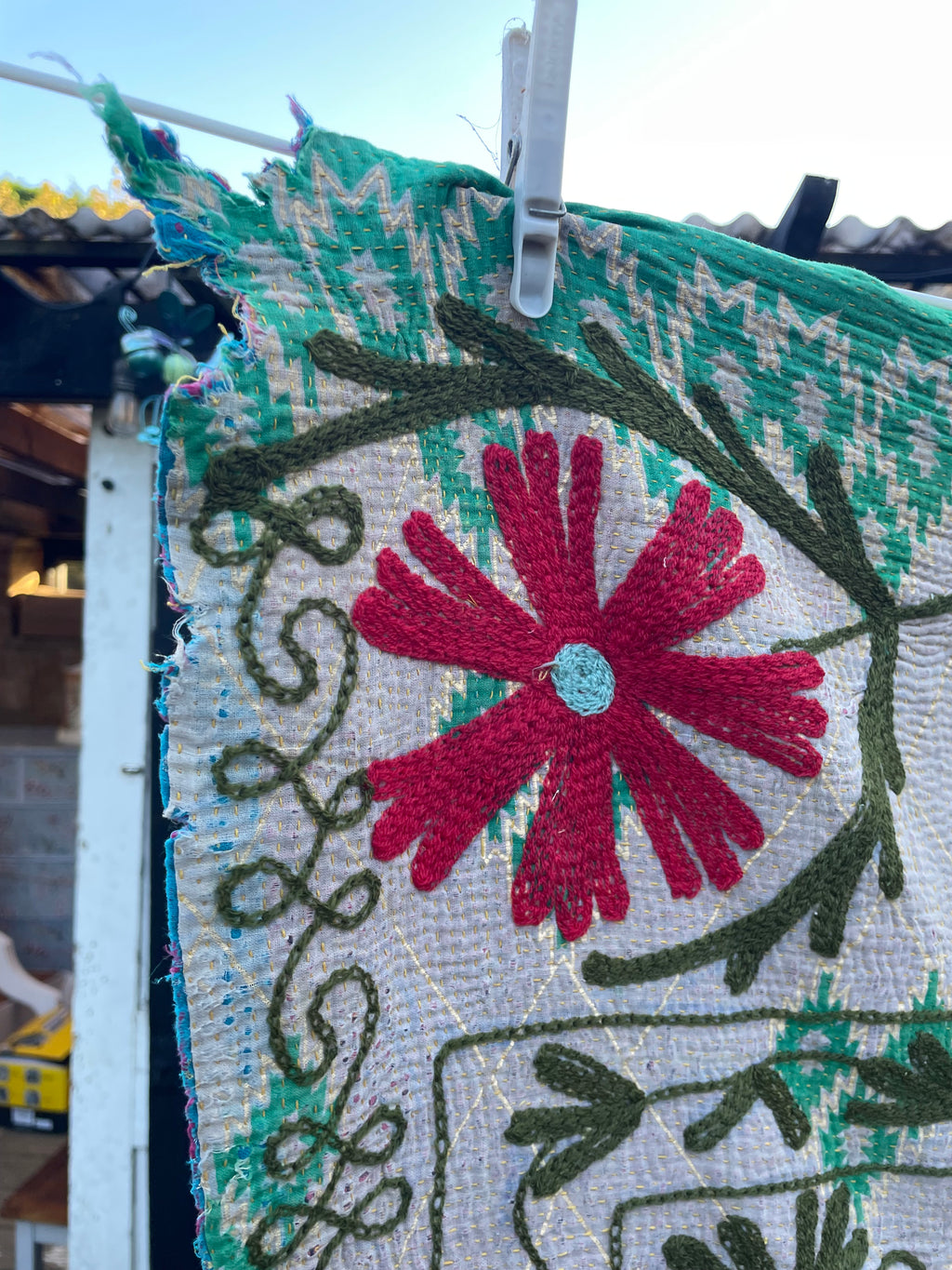 Vintage Suzani Embroidered Blanket