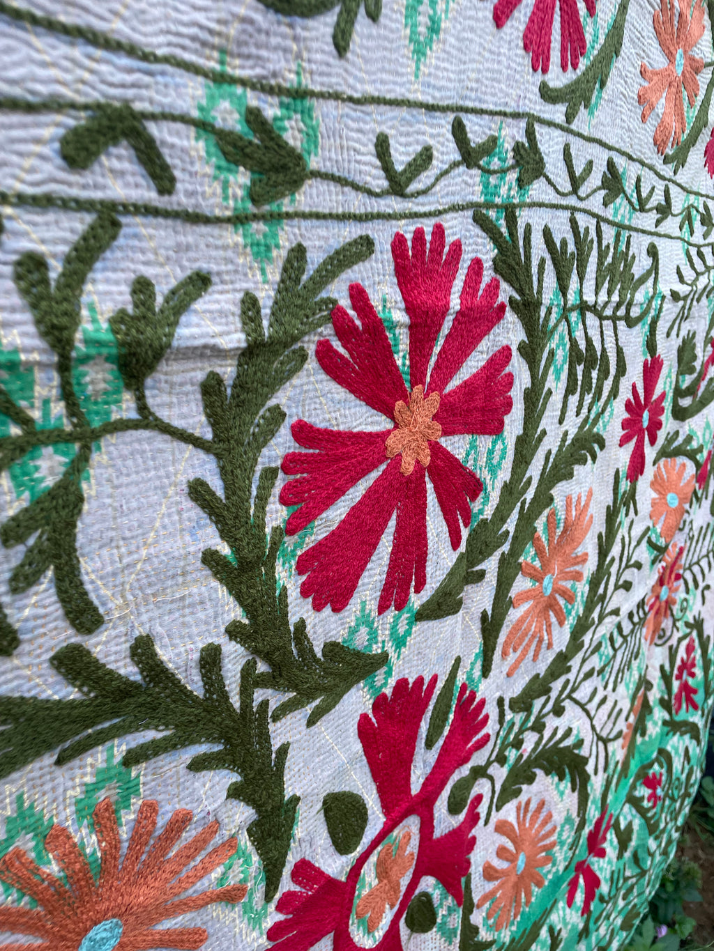 Vintage Suzani Embroidered Blanket