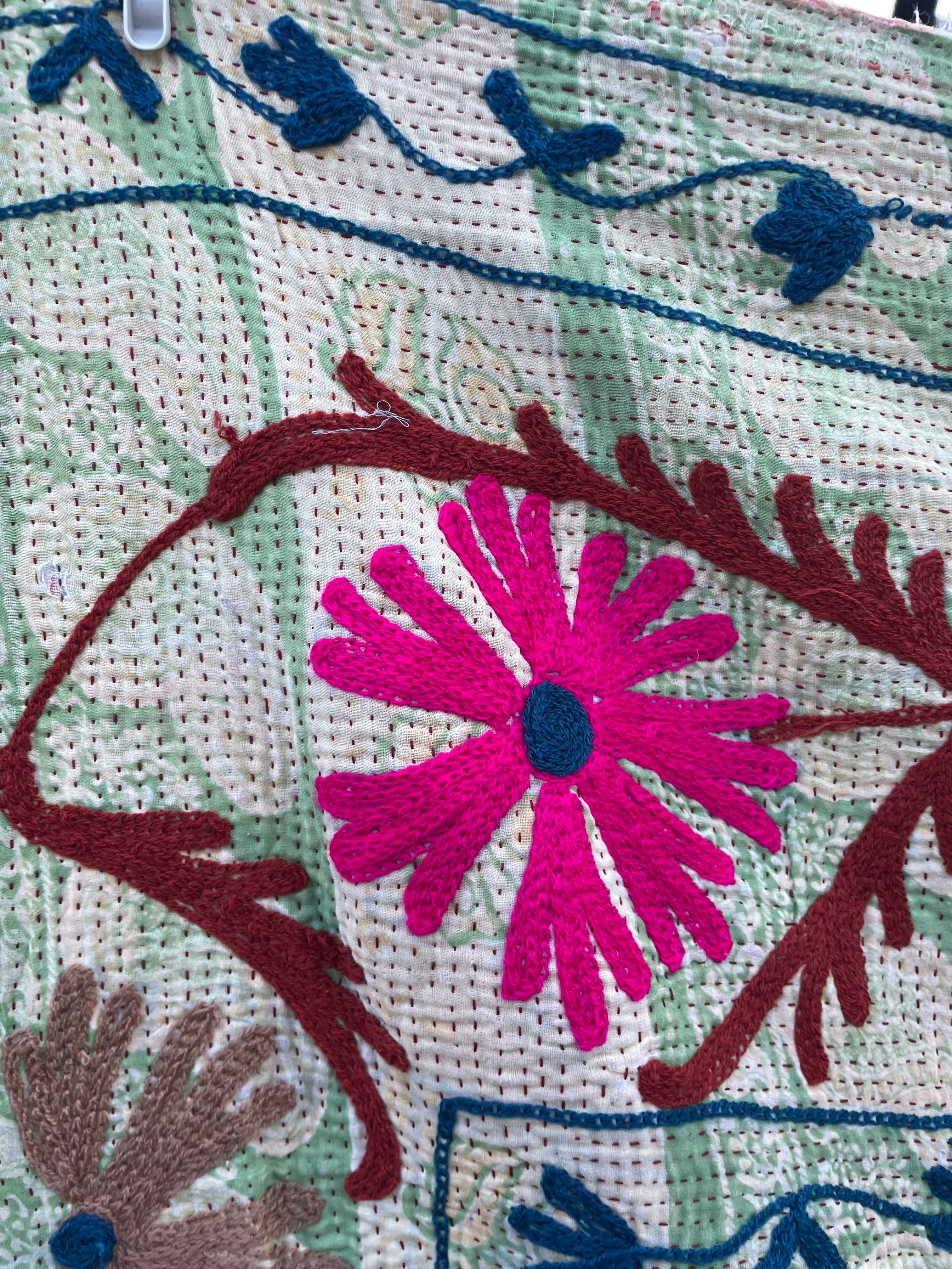 Vintage Suzani Embroidered Blanket