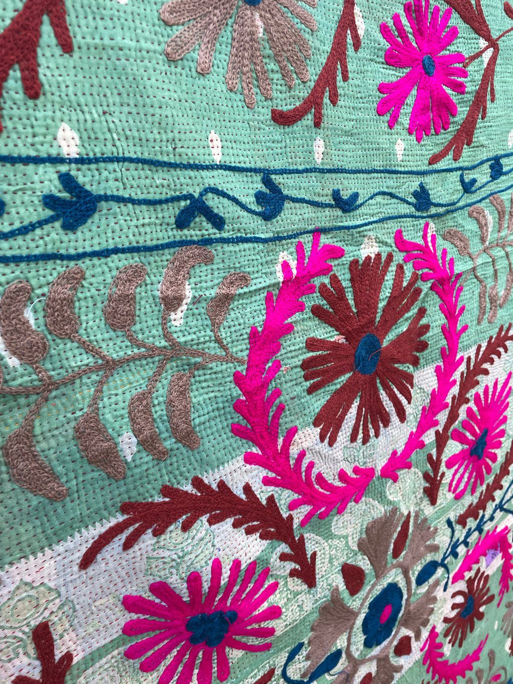 Vintage Suzani Embroidered Blanket