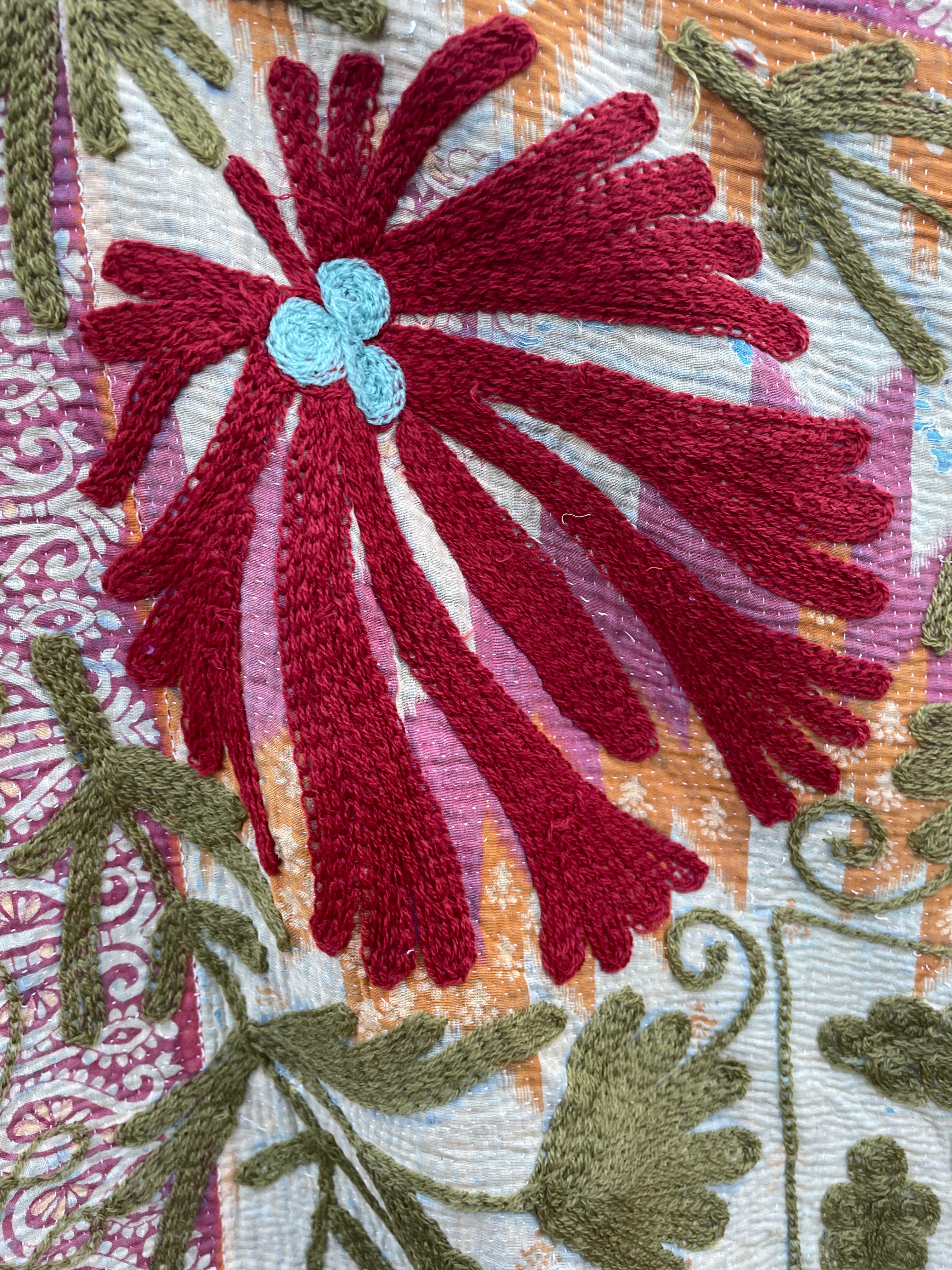 Vintage Suzani Embroidered Blanket