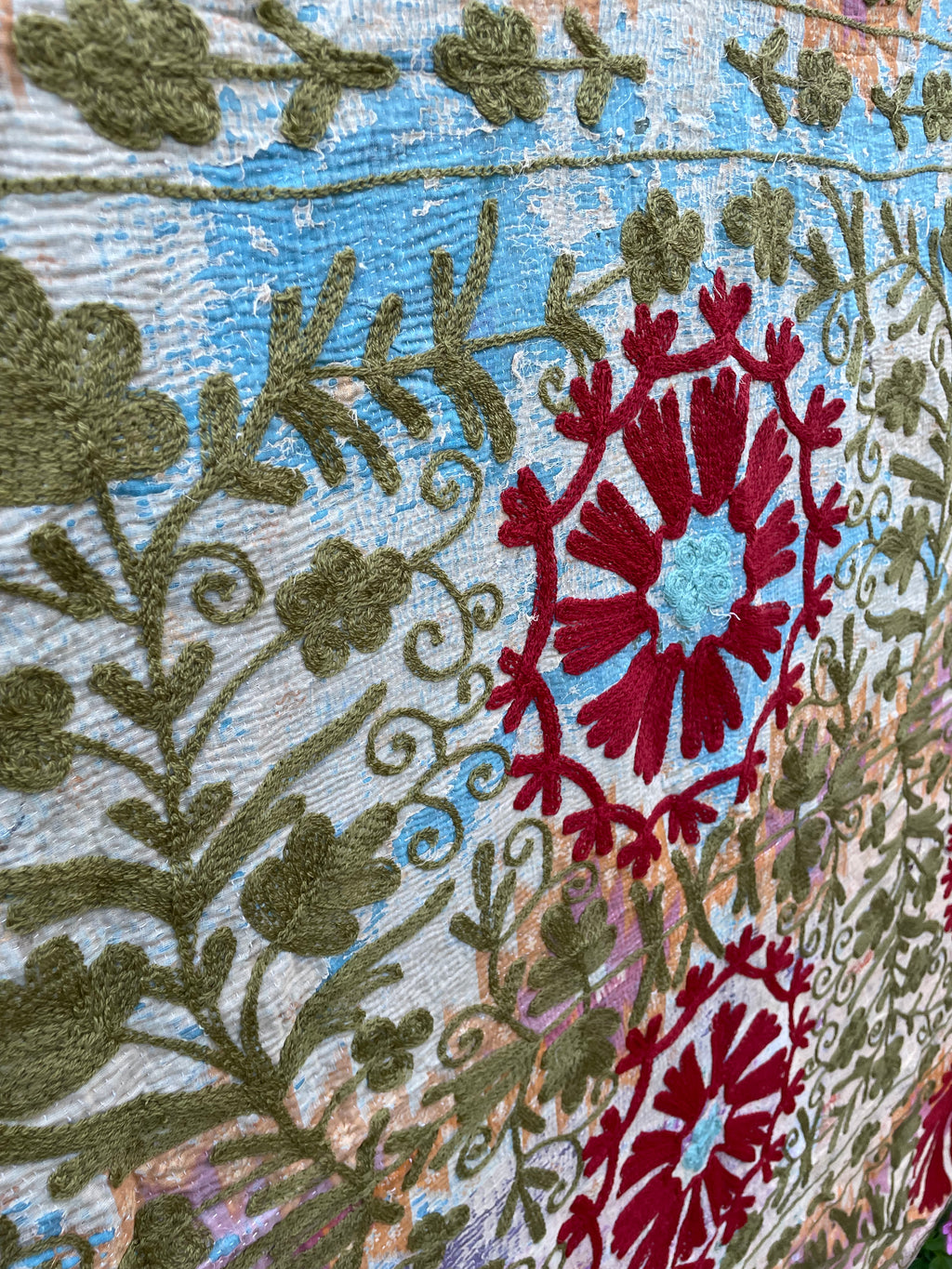 Vintage Suzani Embroidered Blanket