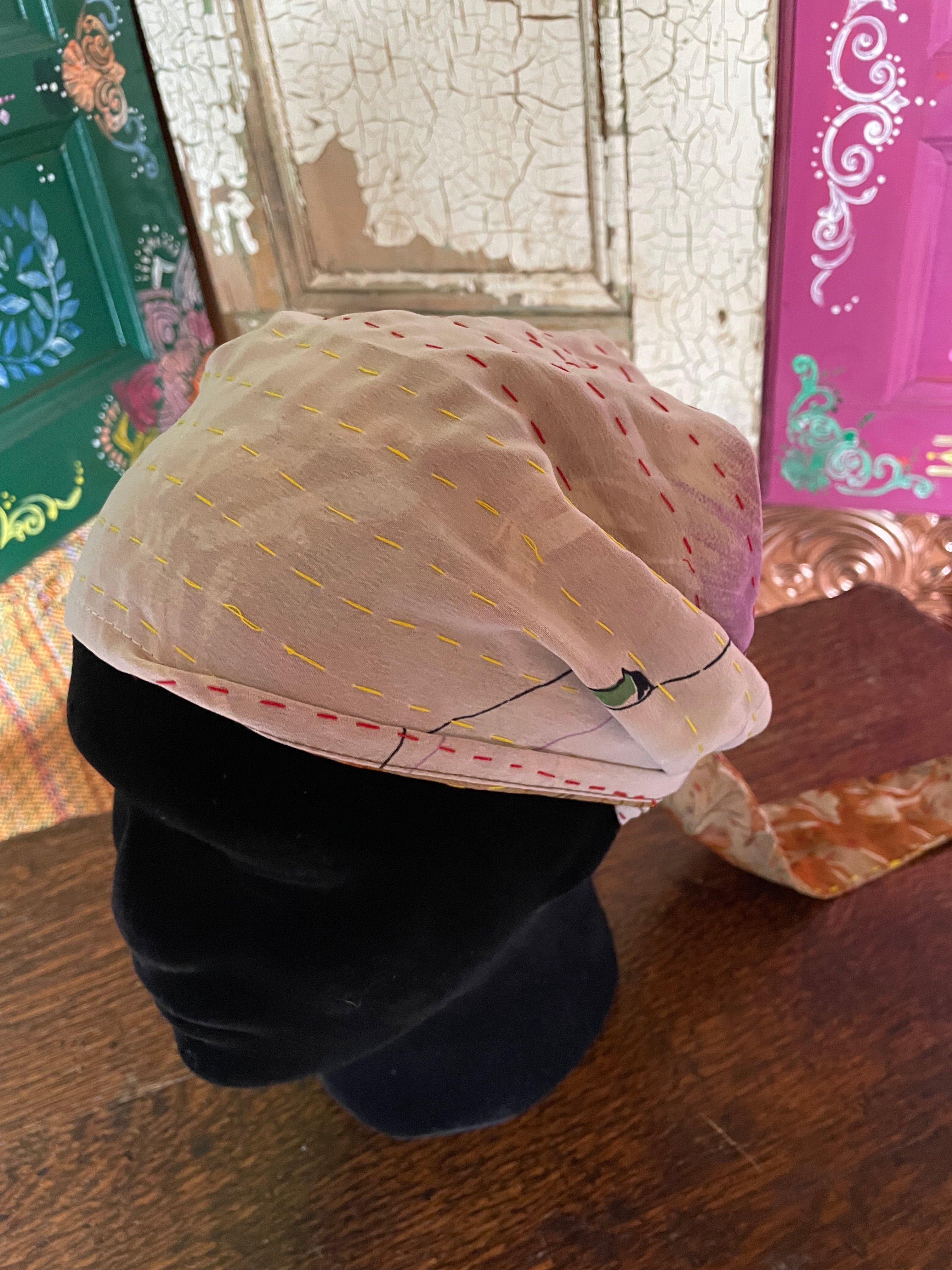 Silk kantha Head Scarf -Reversable