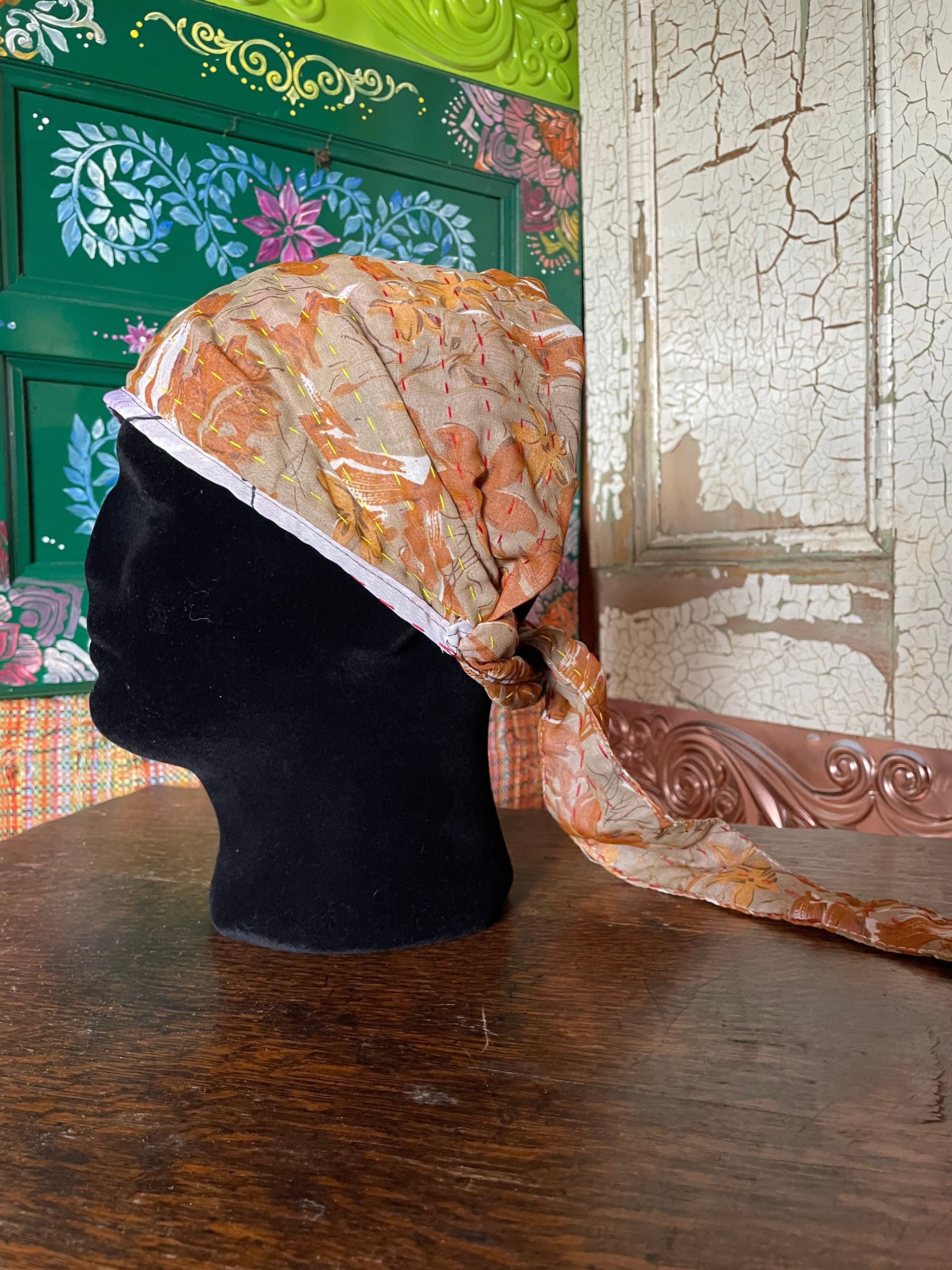 Silk kantha Head Scarf -Reversable