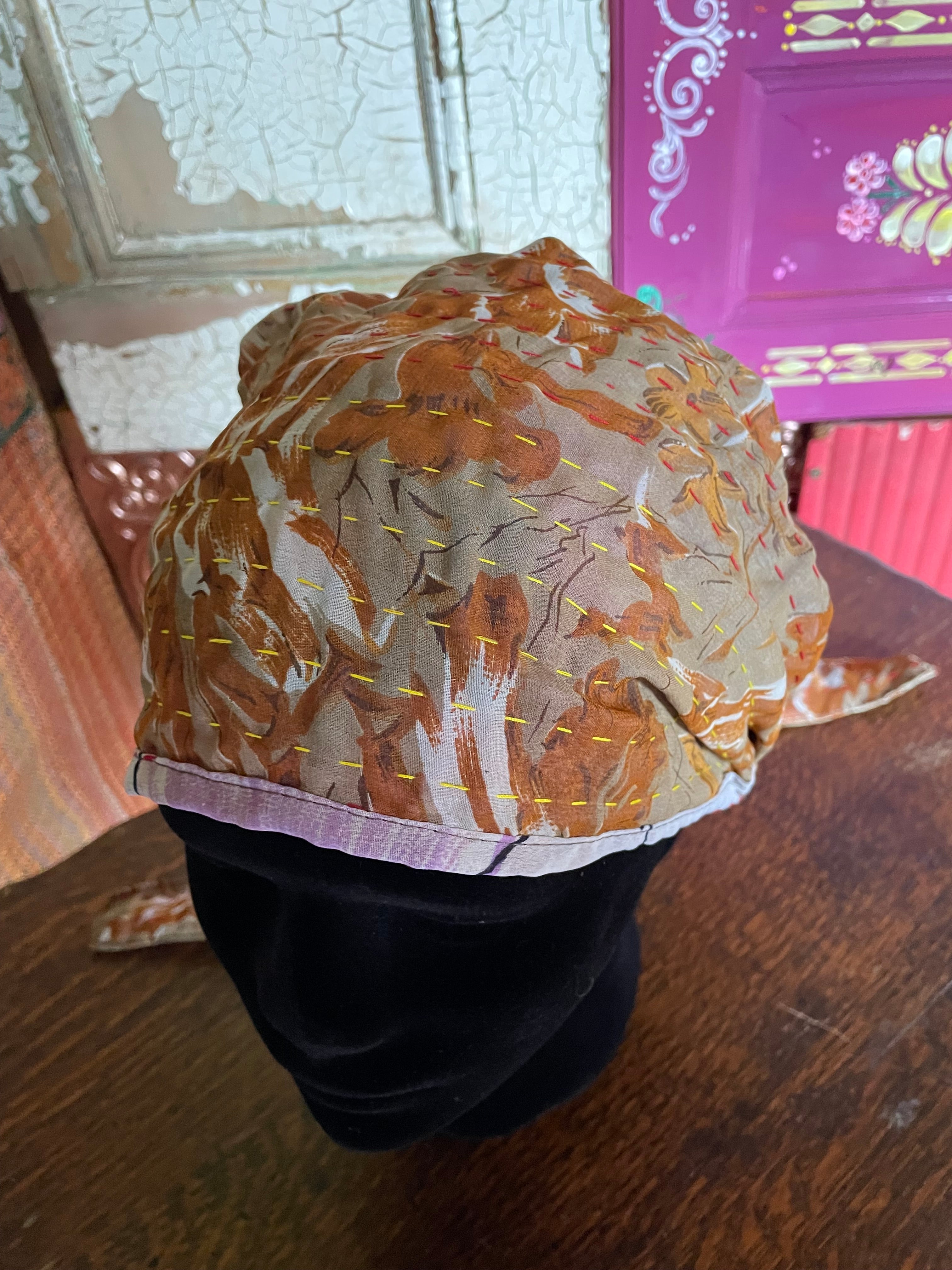 Silk kantha Head Scarf -Reversable