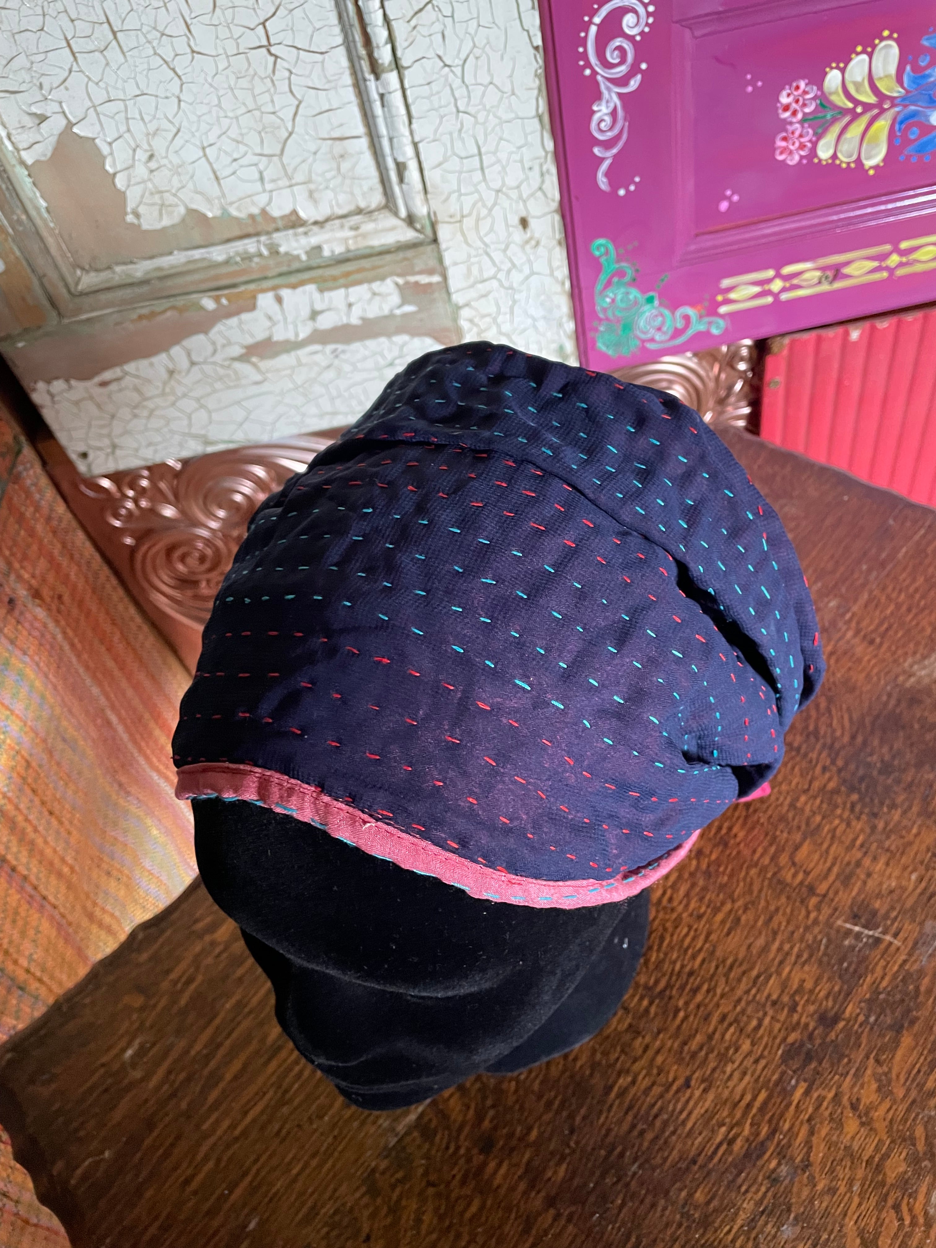 Silk kantha Head Scarf -Reversable