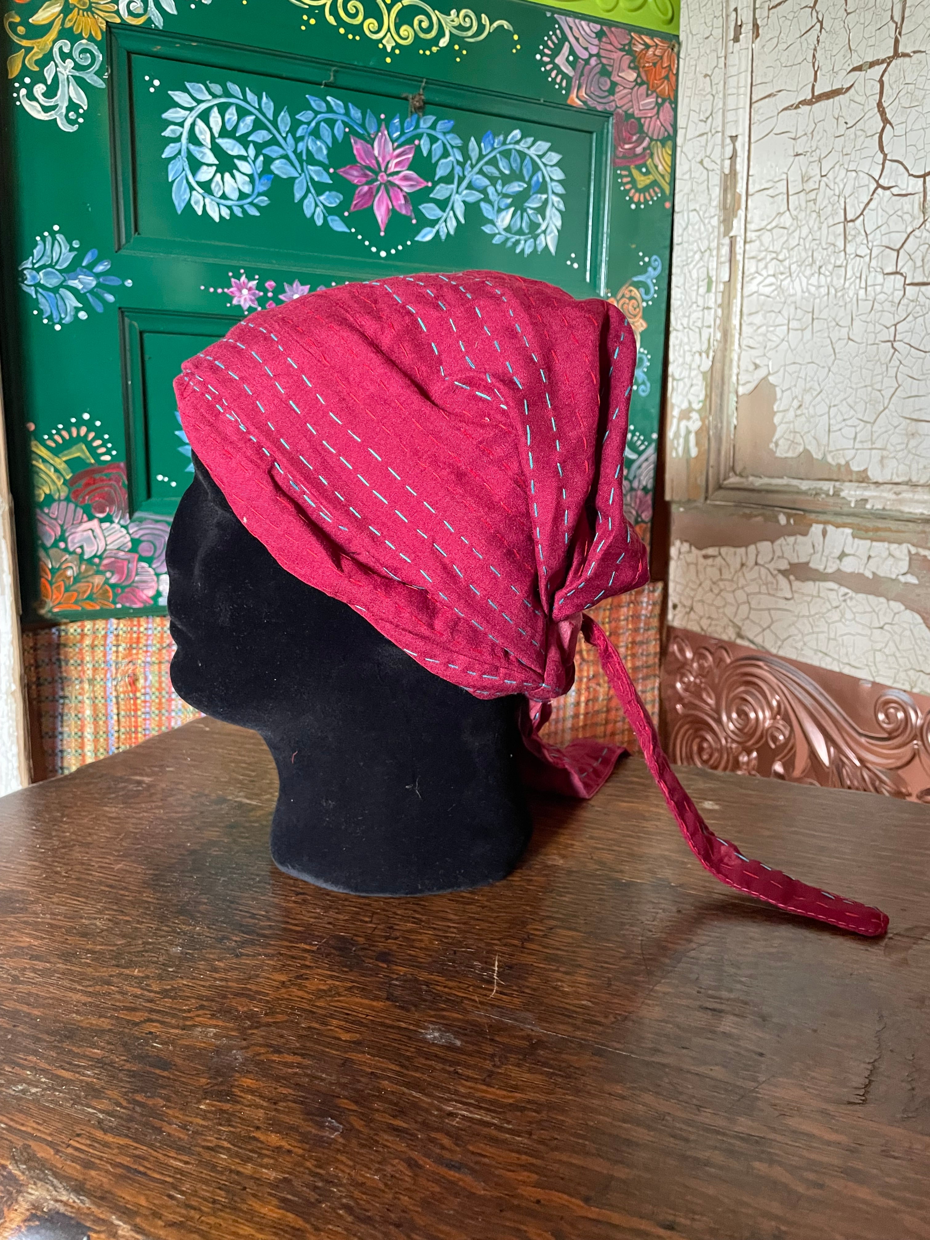 Silk kantha Head Scarf -Reversable