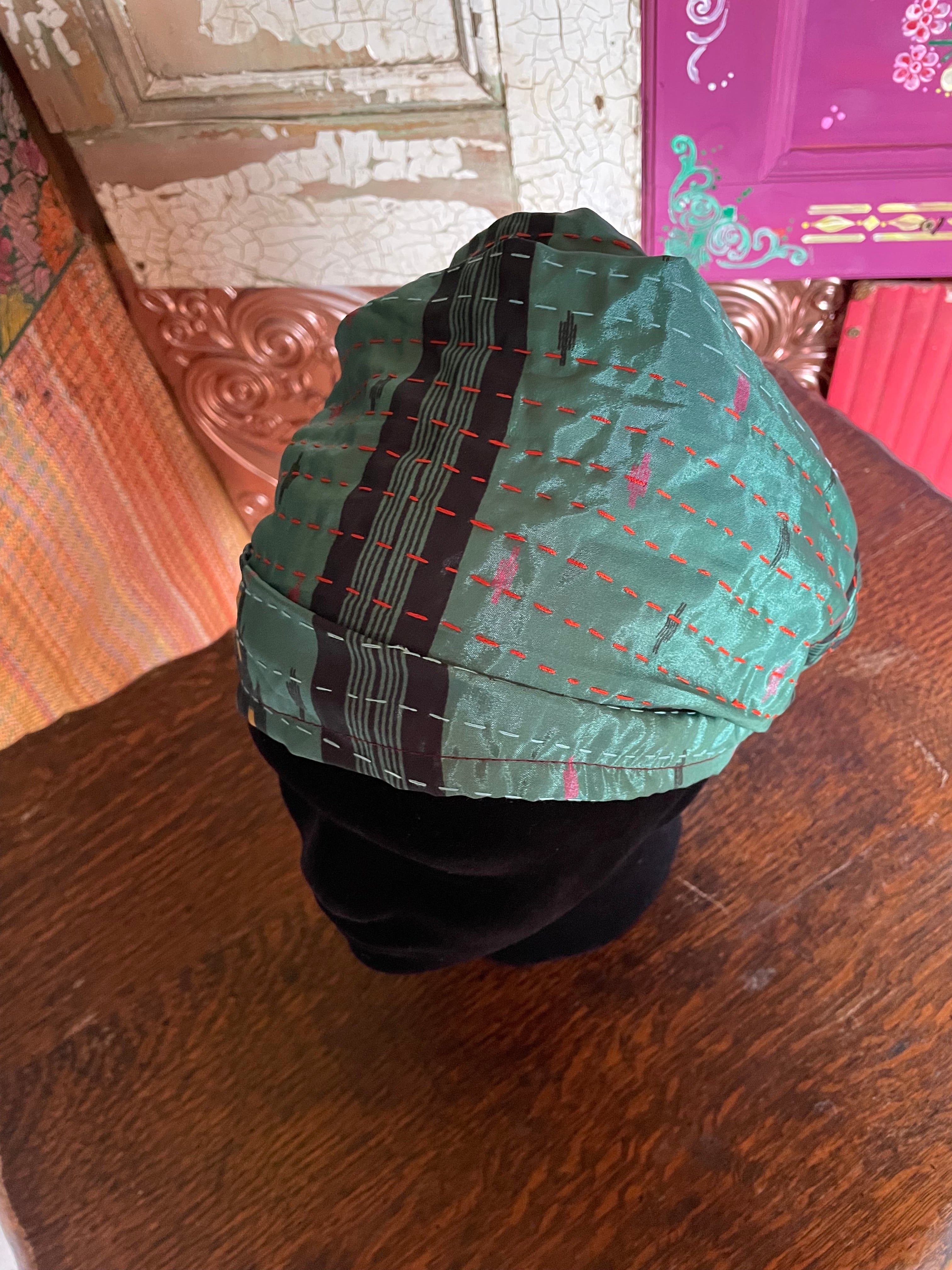 Silk kantha Head Scarf -Reversable