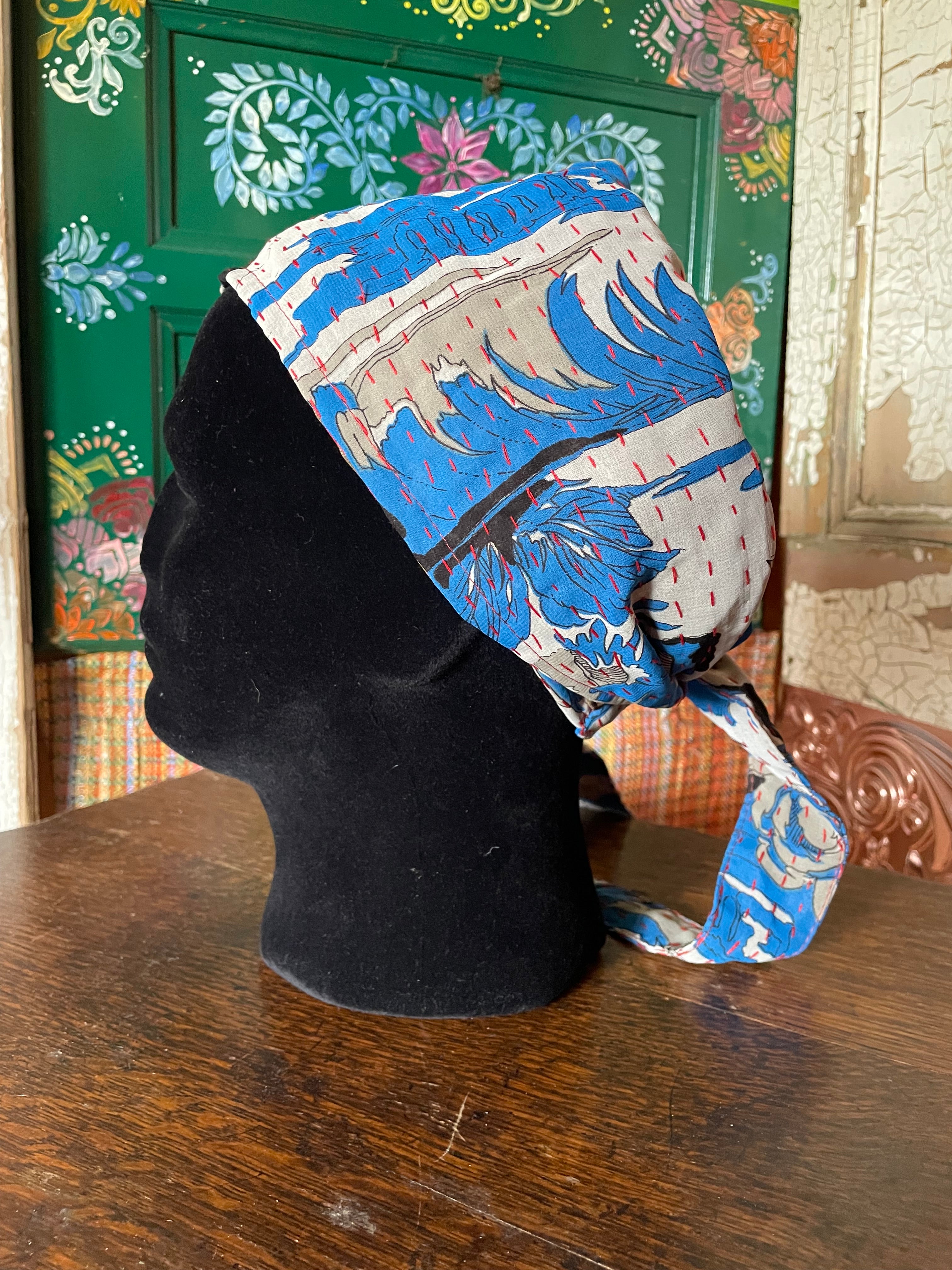 Silk kantha Head Scarf -Reversable