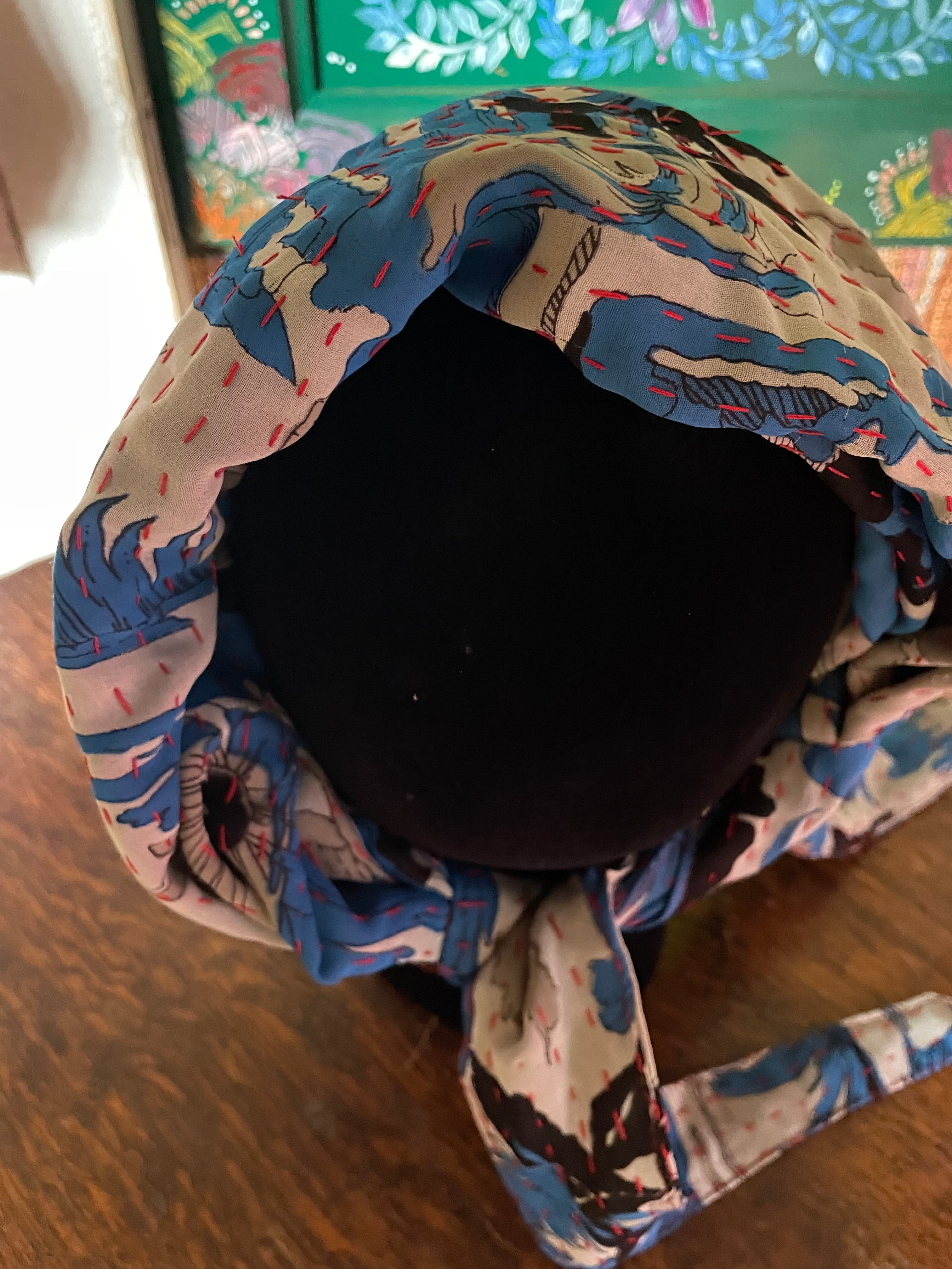 Silk kantha Head Scarf -Reversable