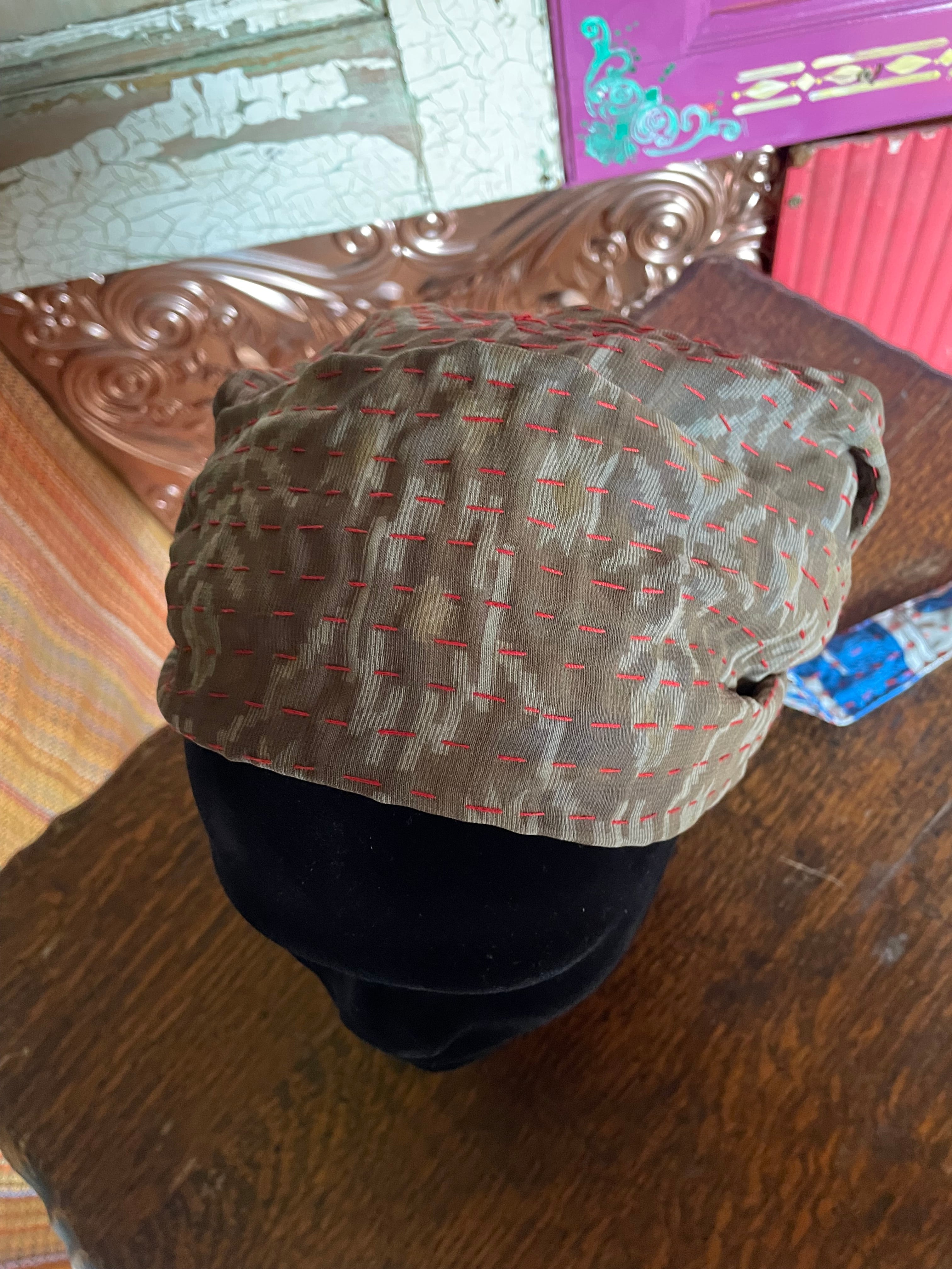 Silk kantha Head Scarf -Reversable