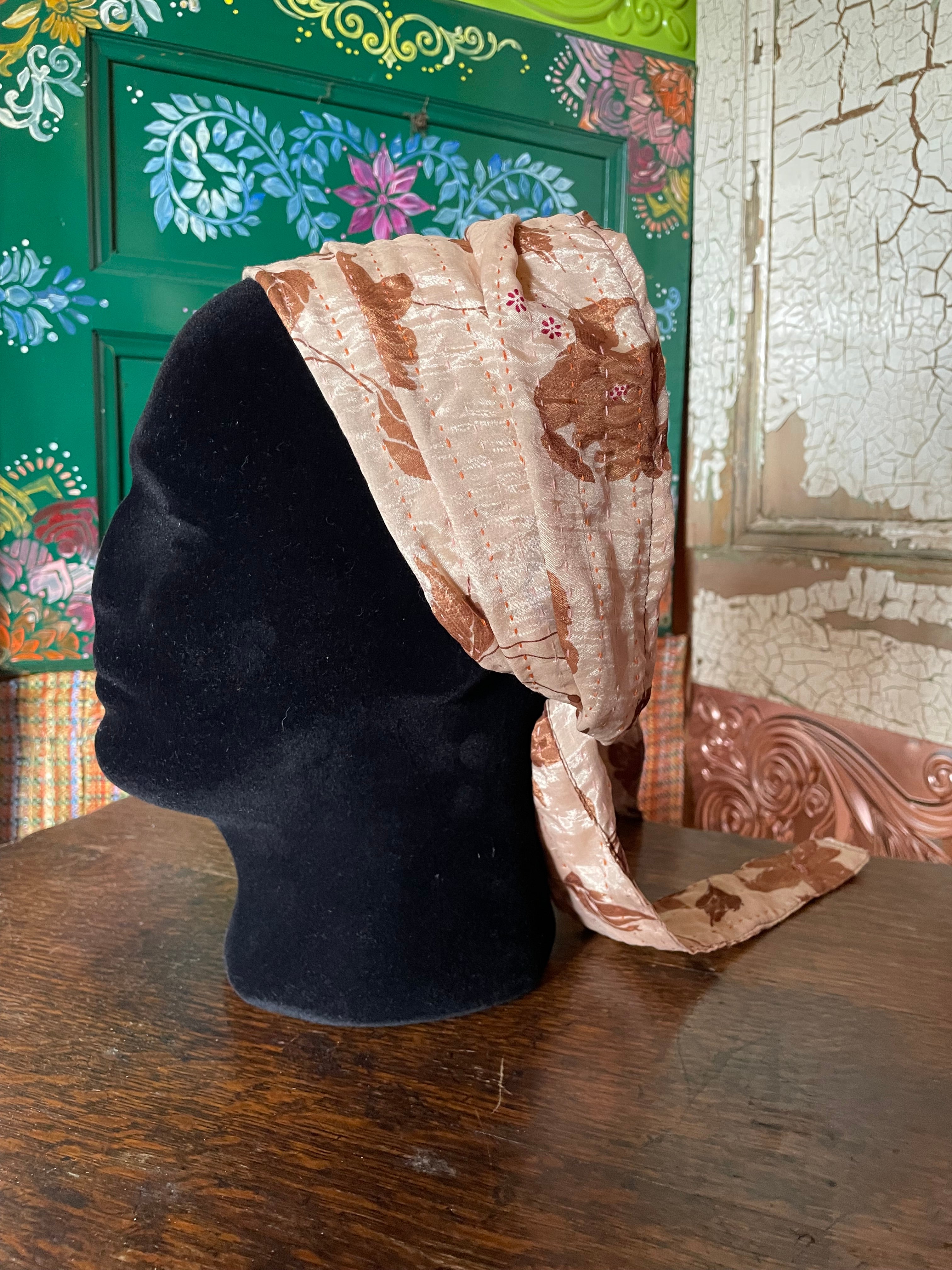 Silk kantha Head Scarf -Reversable