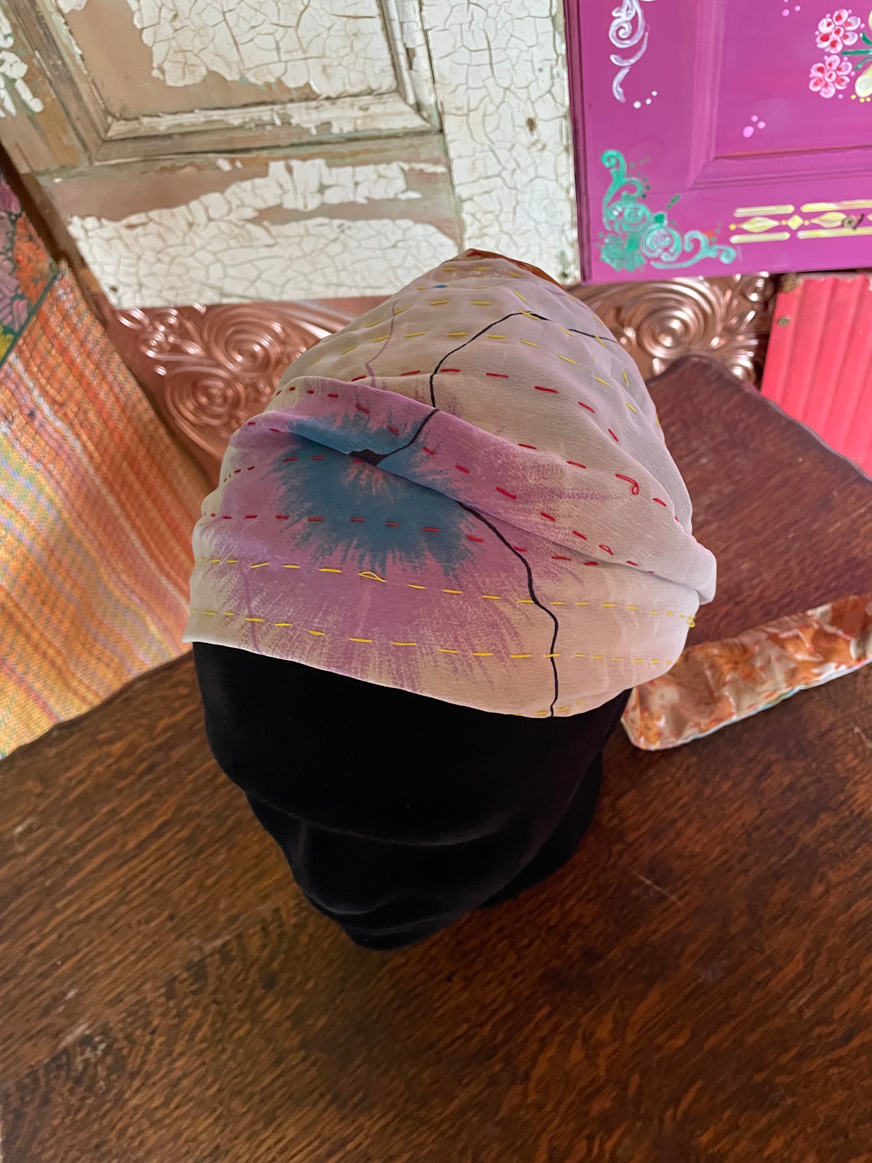 Silk kantha Head Scarf -Reversable