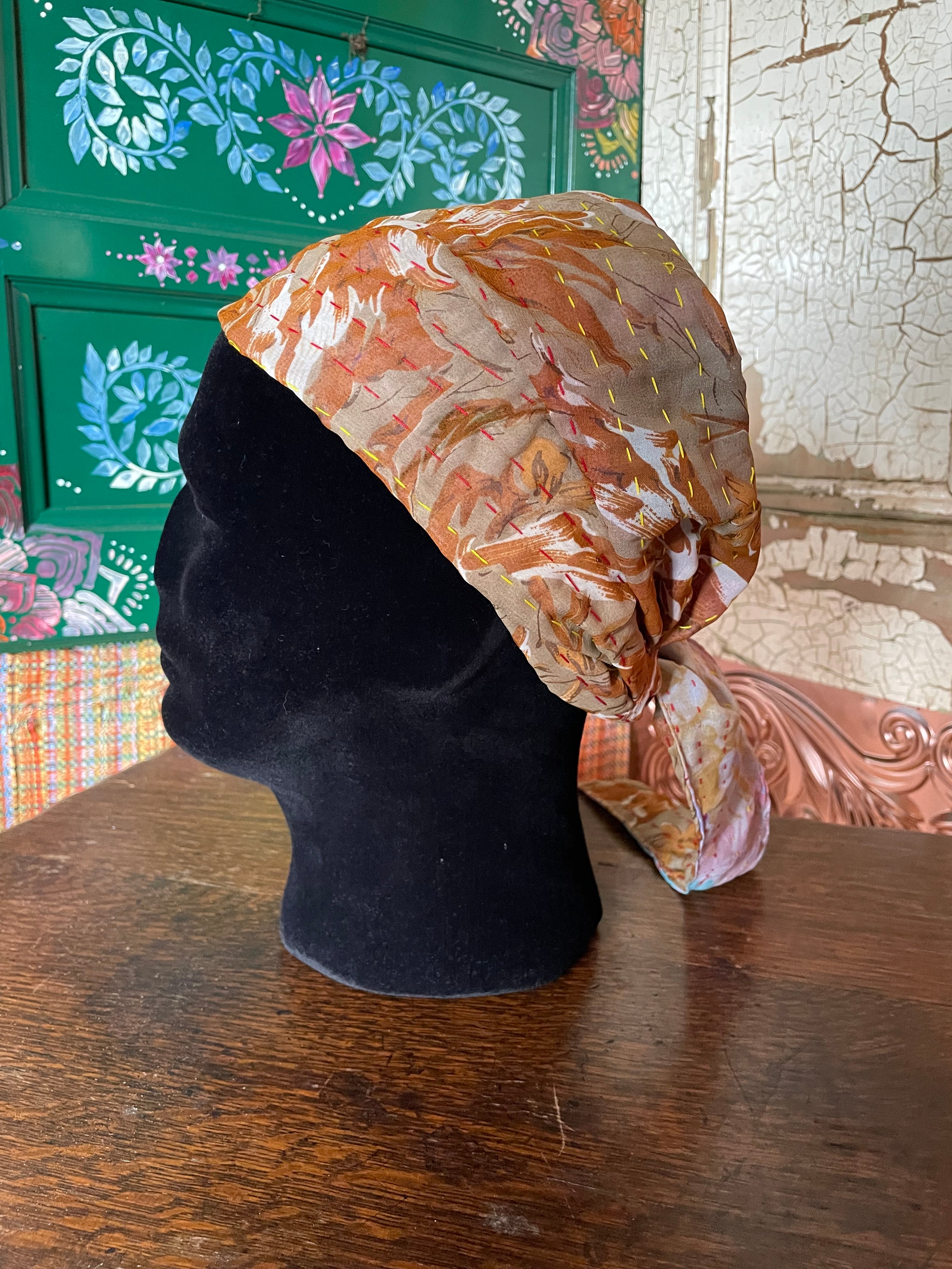 Silk kantha Head Scarf -Reversable