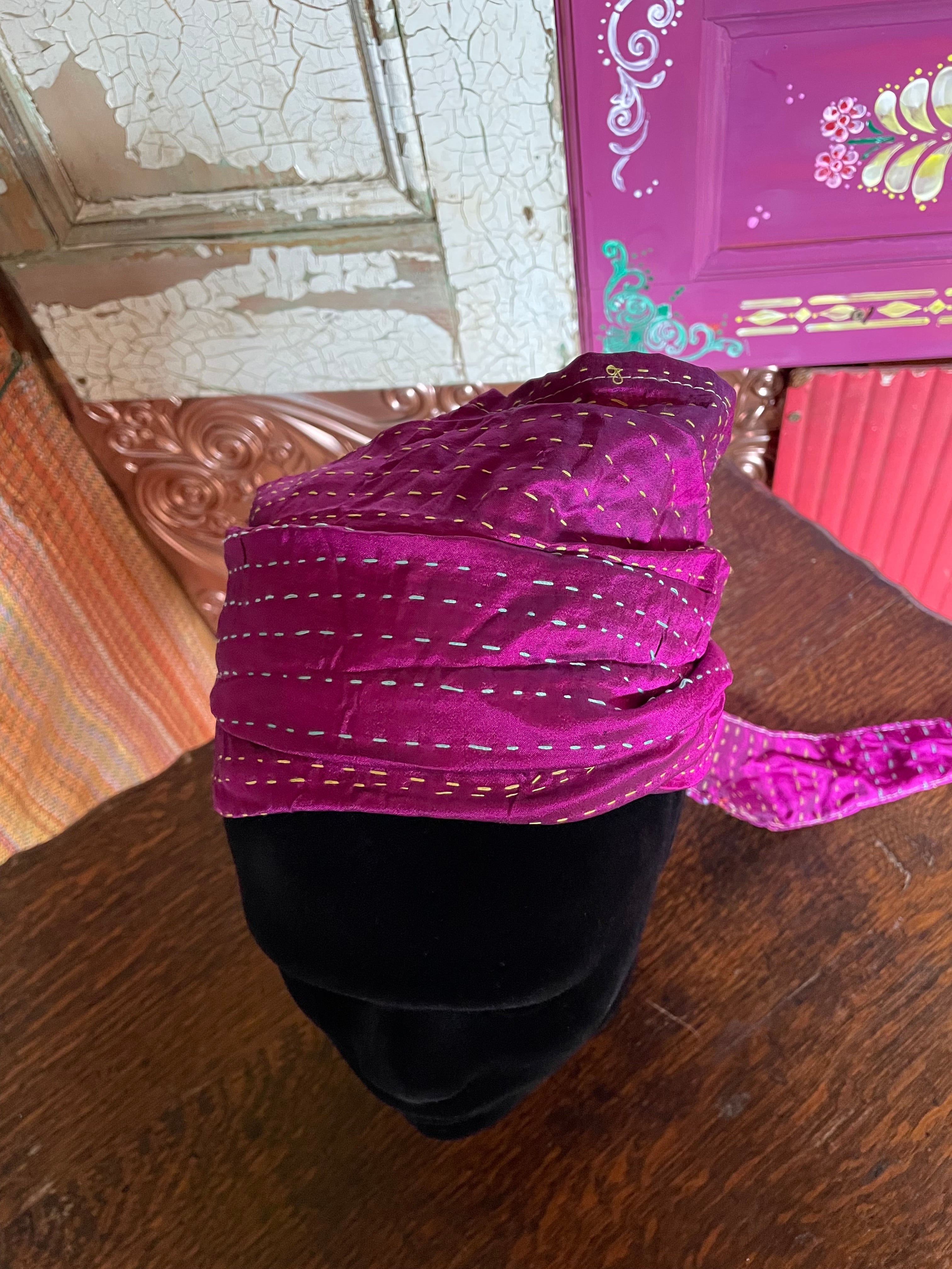 Silk kantha Head Scarf -Reversable