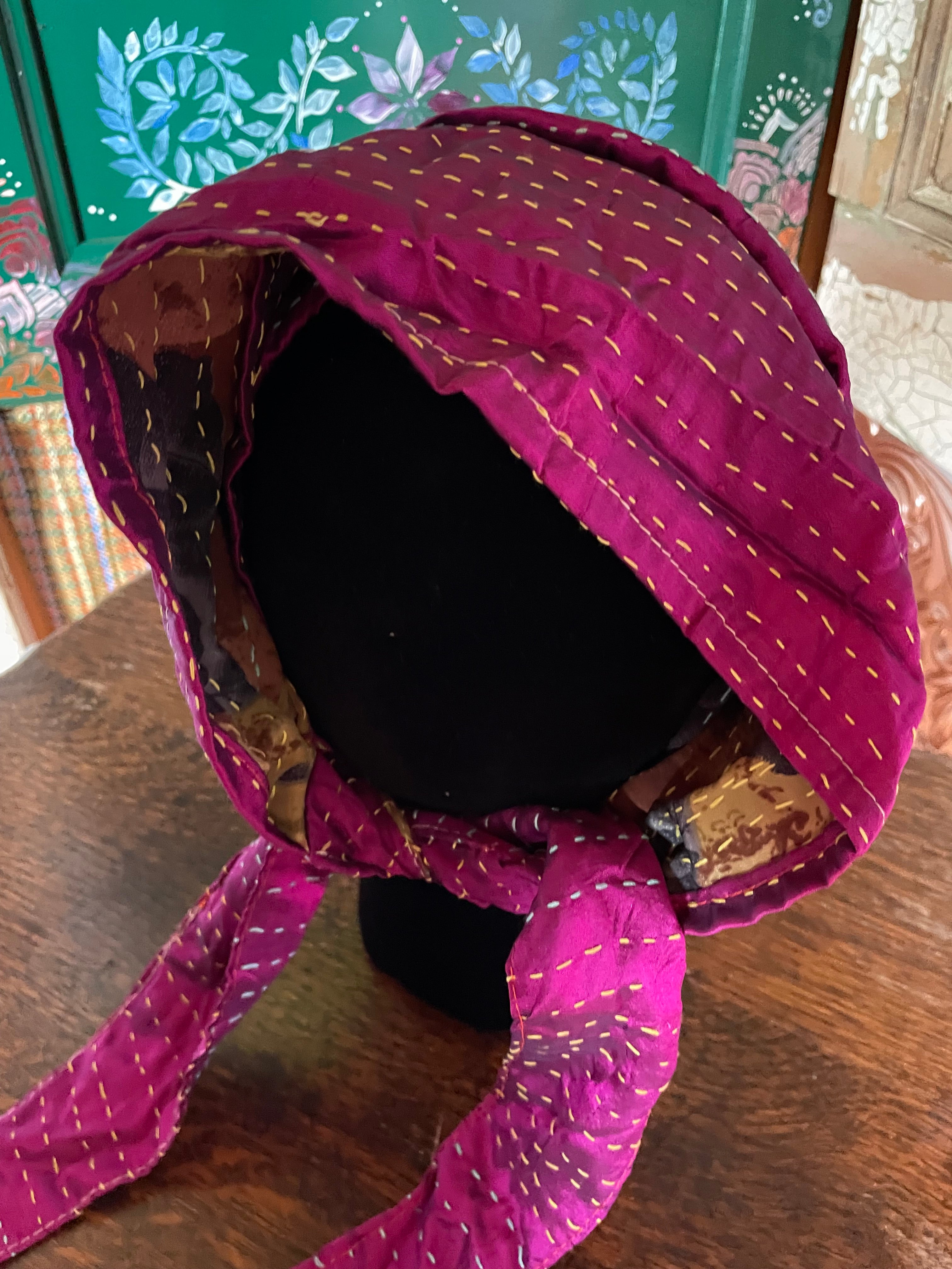 Silk kantha Head Scarf -Reversable