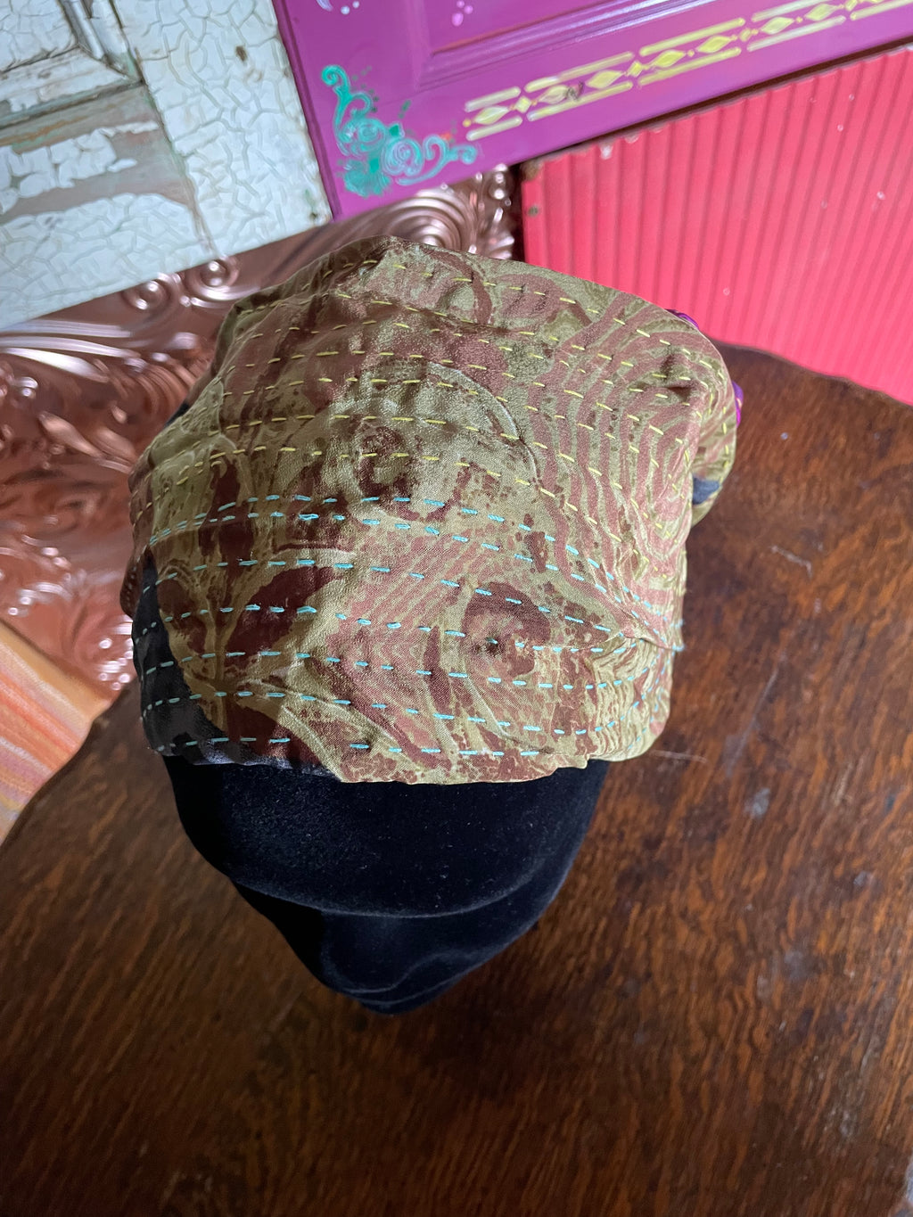 Silk kantha Head Scarf -Reversable