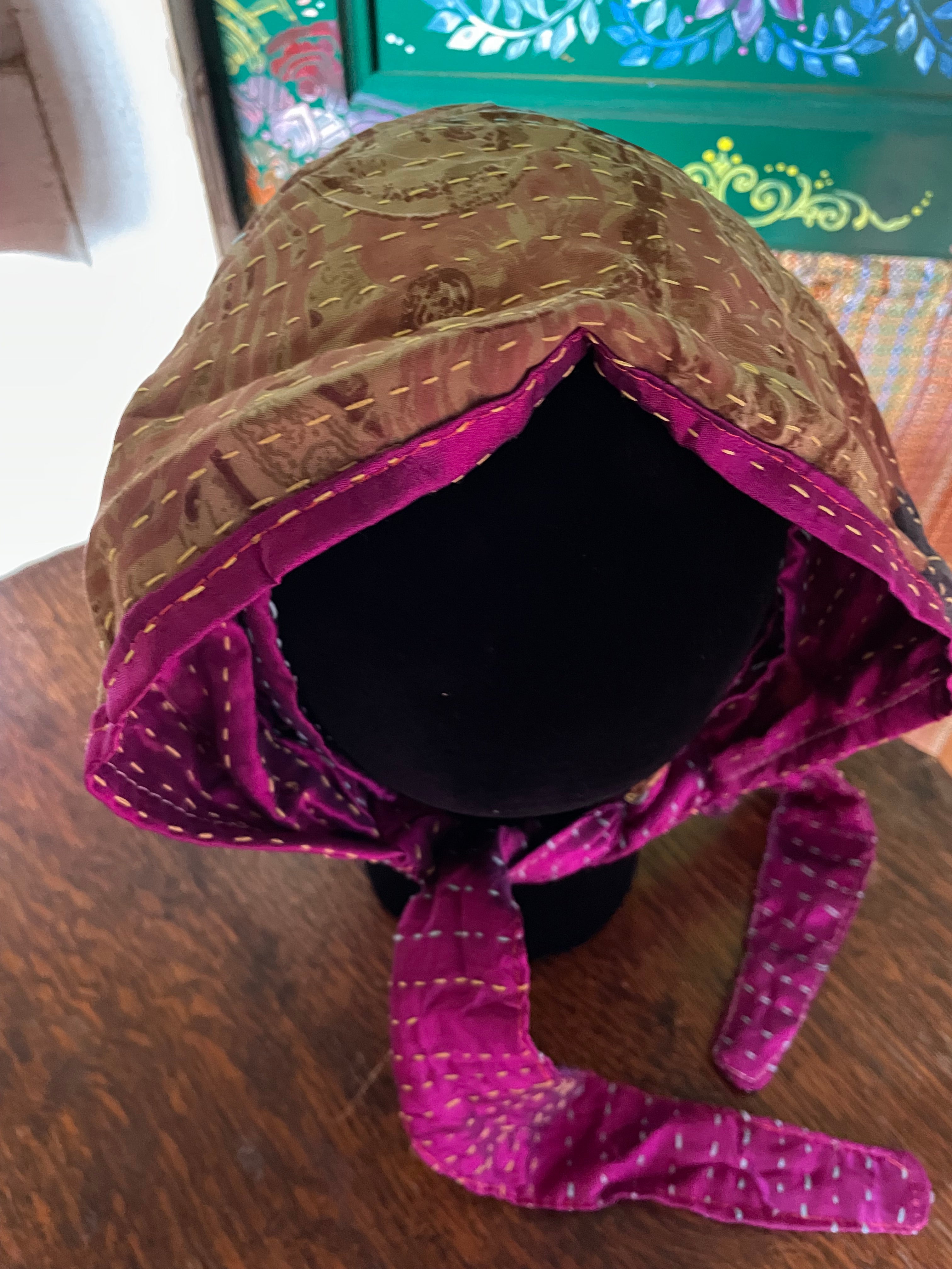 Silk kantha Head Scarf -Reversable