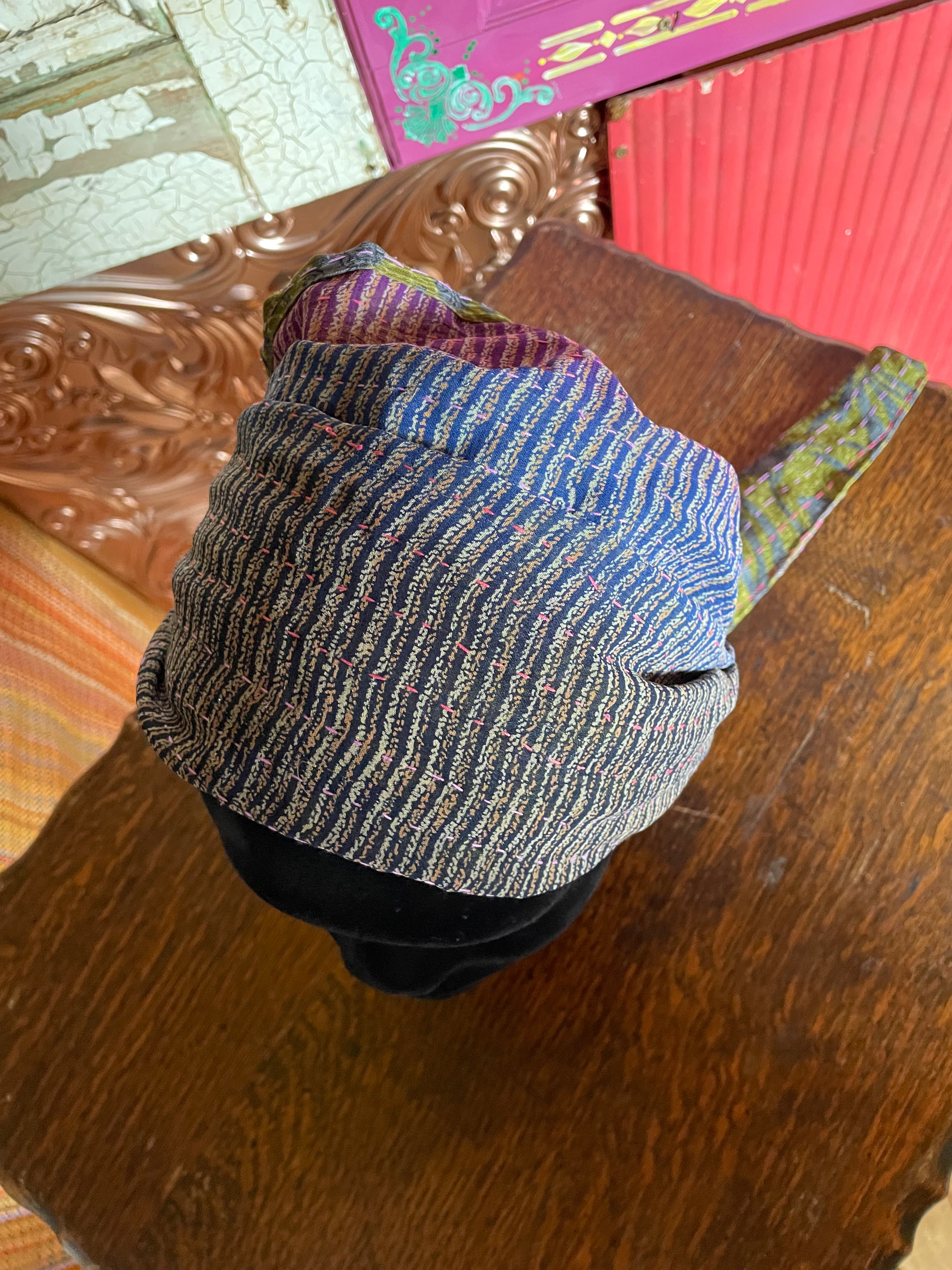 Silk kantha Head Scarf -Reversable