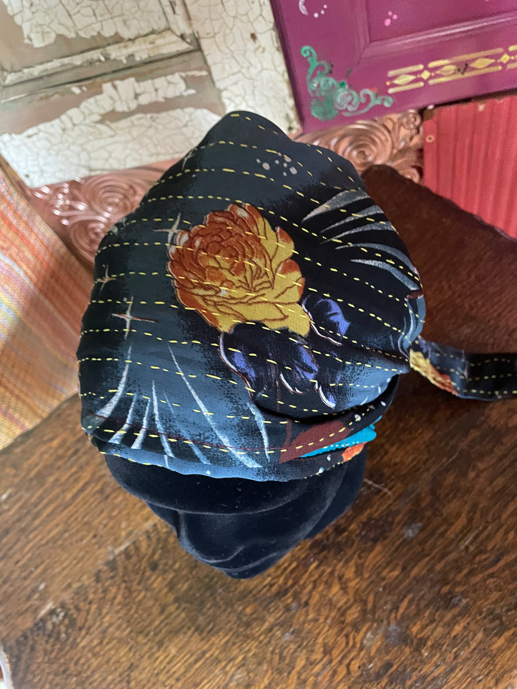 Silk kantha Head Scarf -Reversable