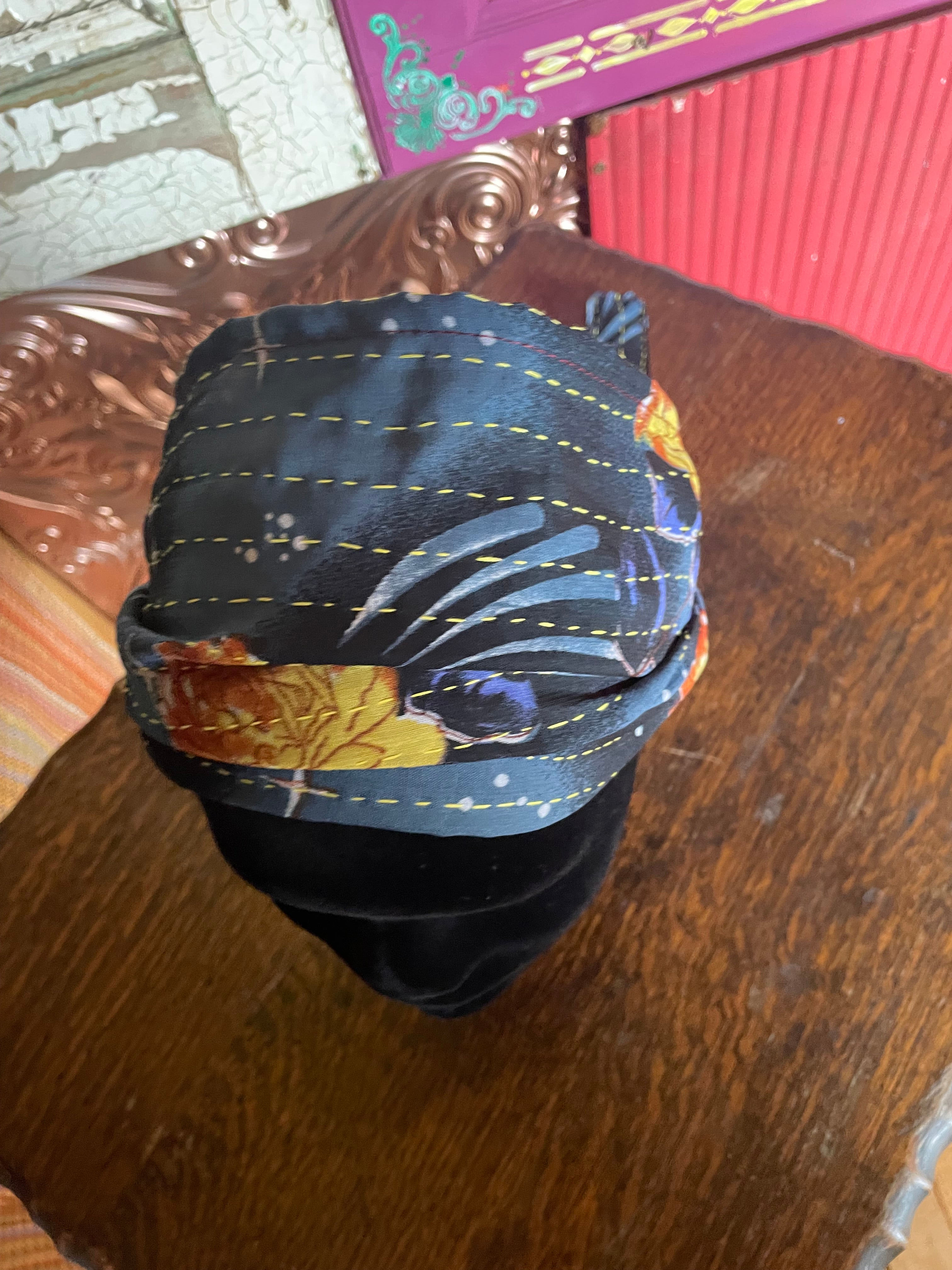 Silk kantha Head Scarf -Reversable