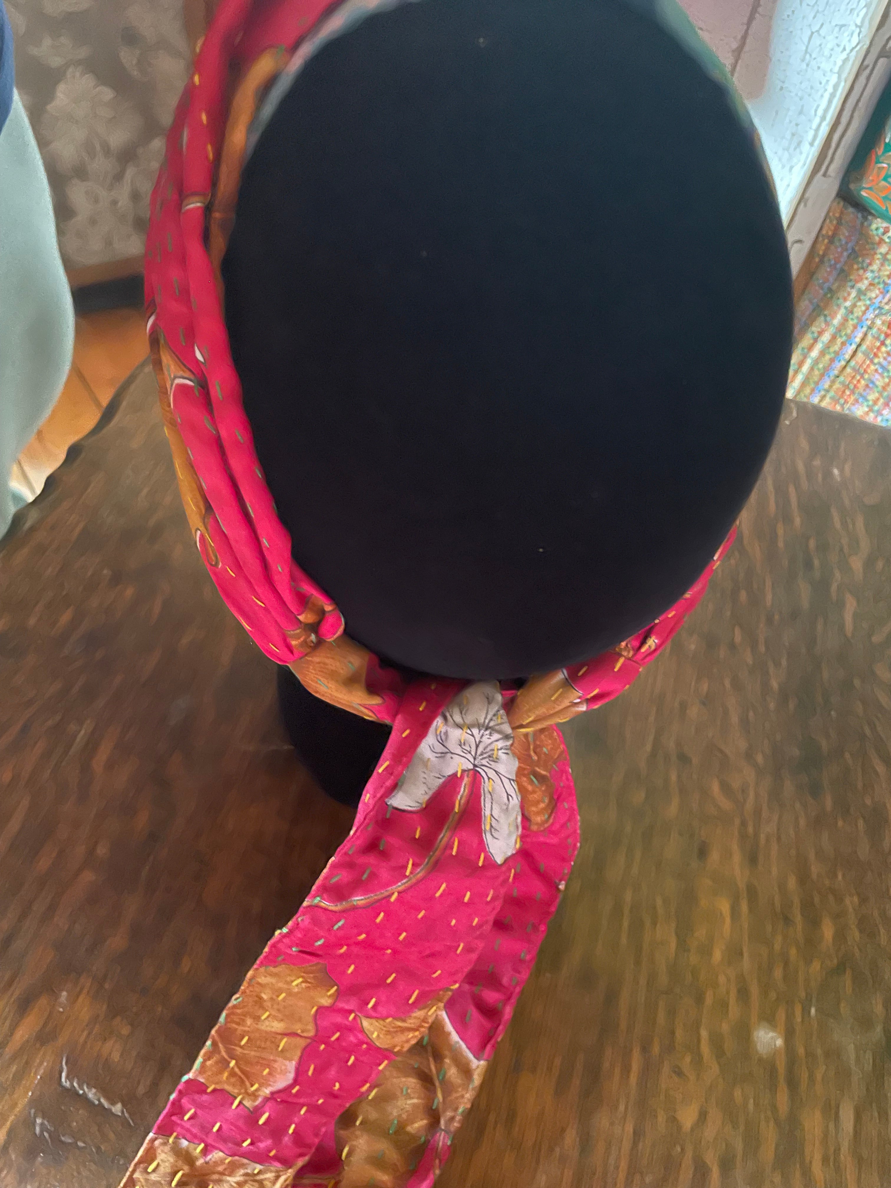 Silk kantha Head Scarf -Reversable
