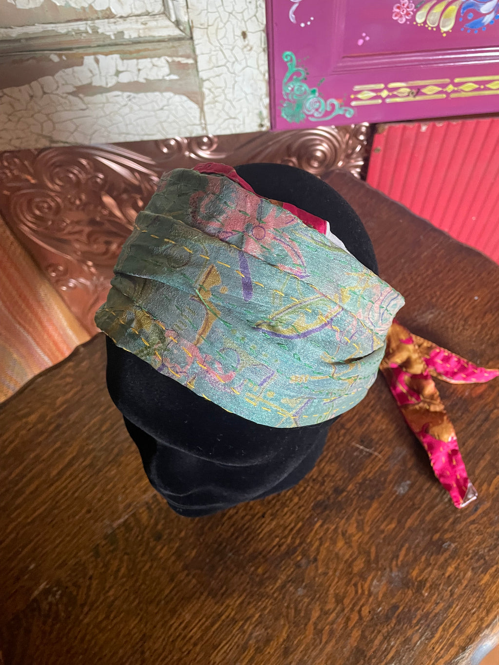 Silk kantha Head Scarf -Reversable