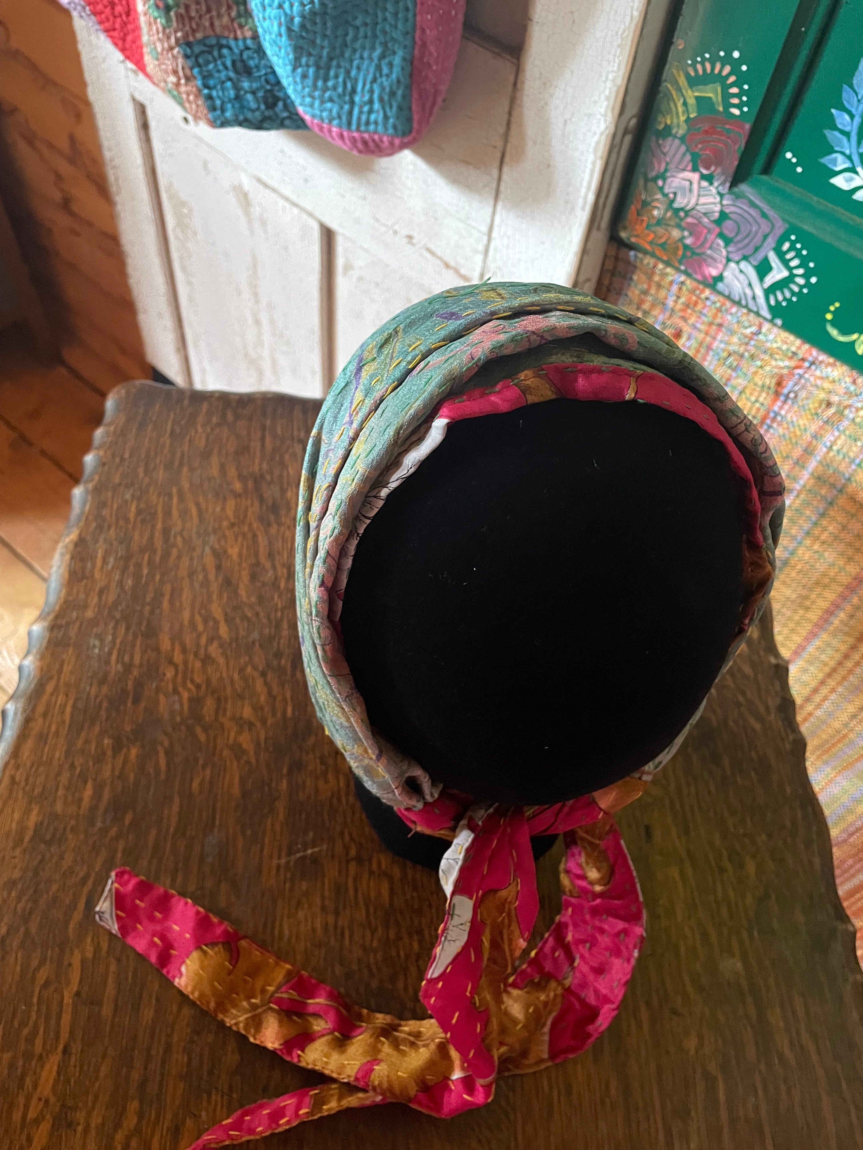 Silk kantha Head Scarf -Reversable