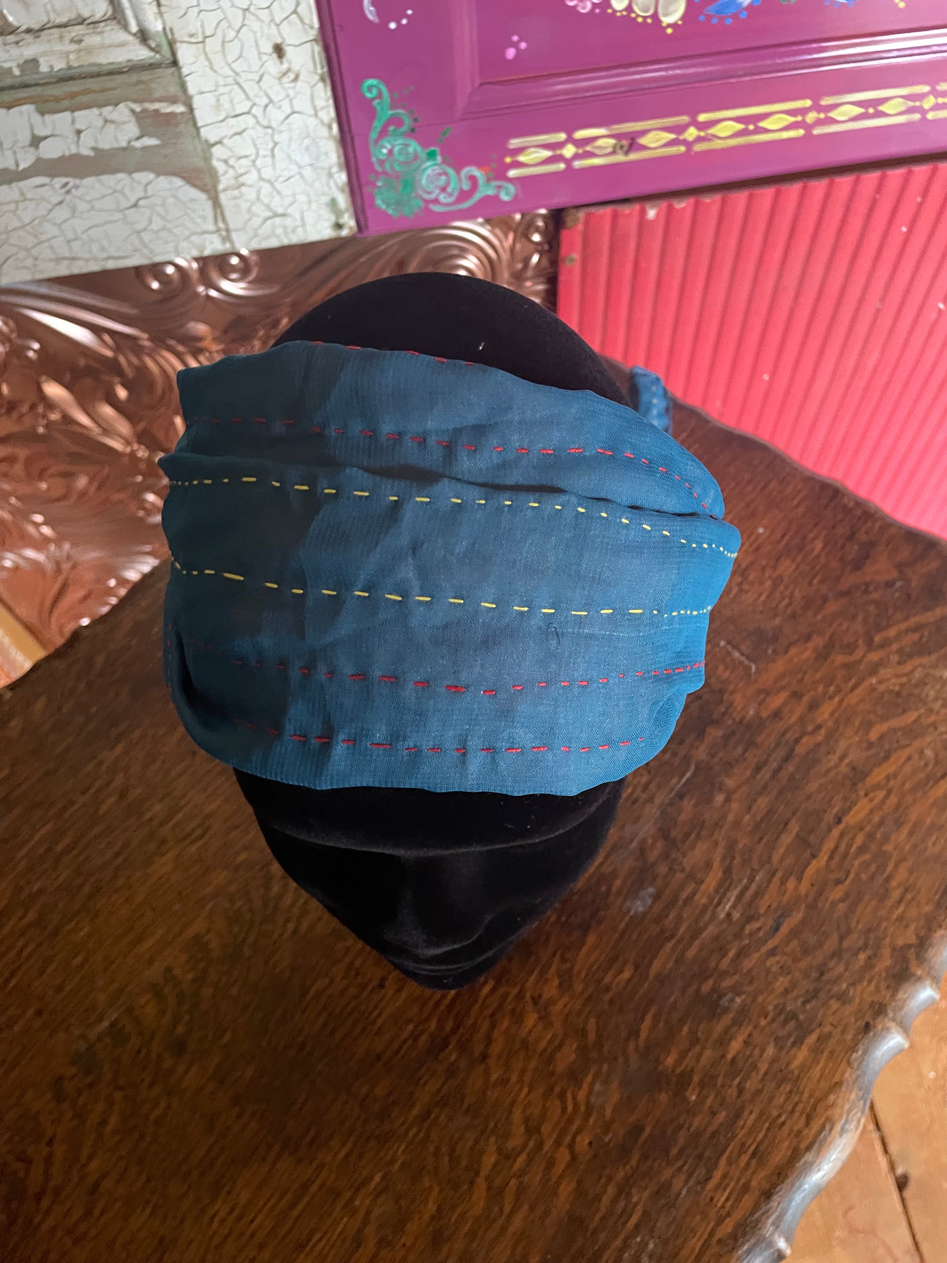 Silk kantha Head Scarf -Reversable
